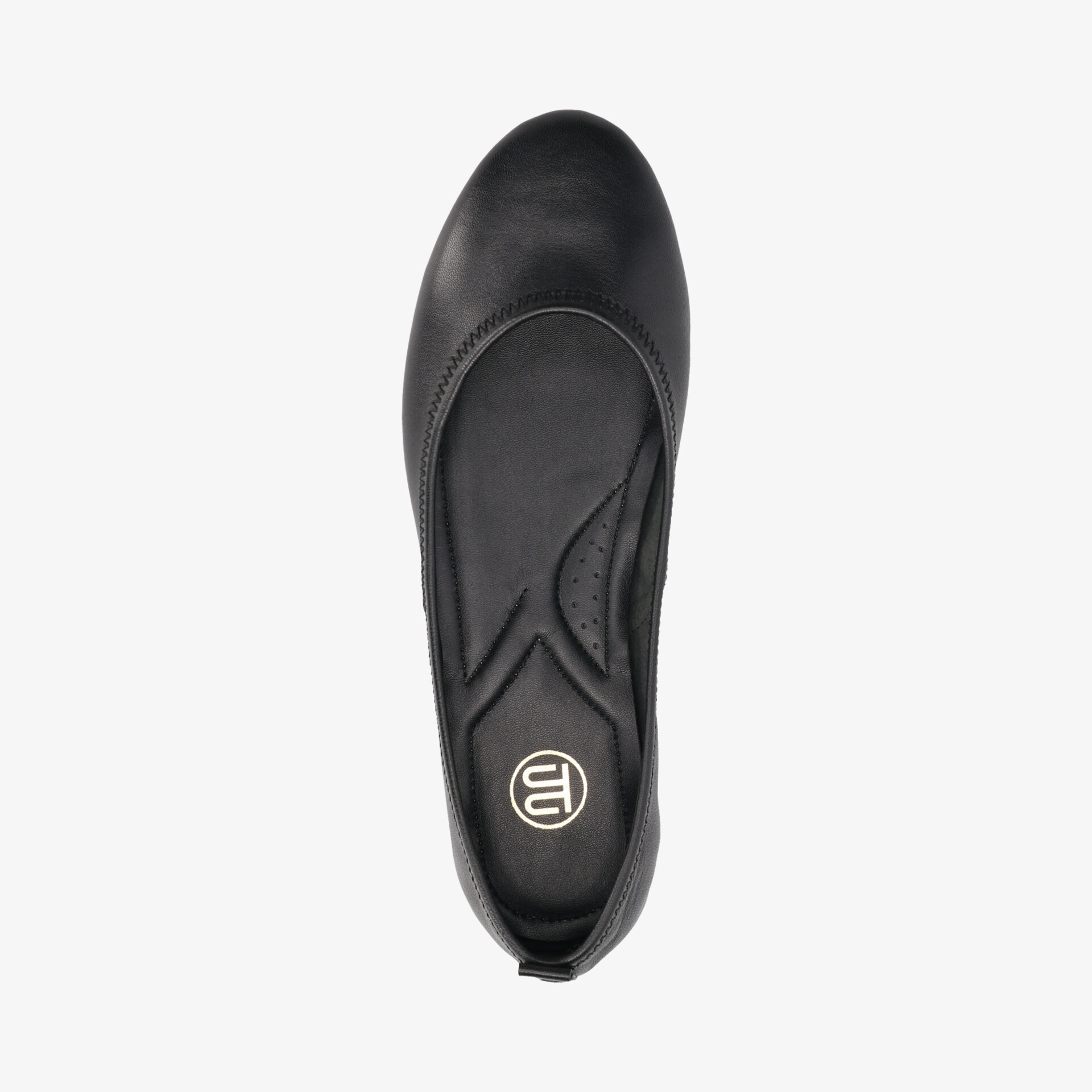 Schwarzer leichter Slipper mit weichem Innenfutter und elegantem, schlankem Design in Draufsicht