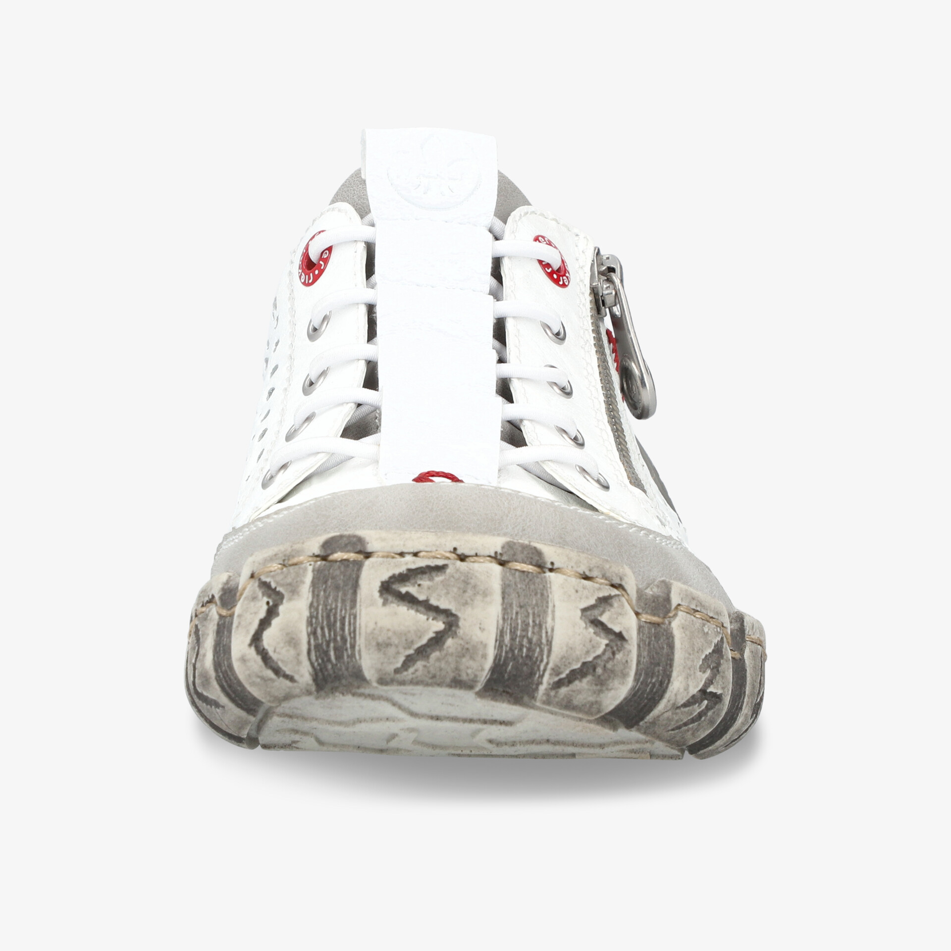 Weißer Sneaker mit robustem Profil und praktischem Reißverschluss für komfortablen Einstieg