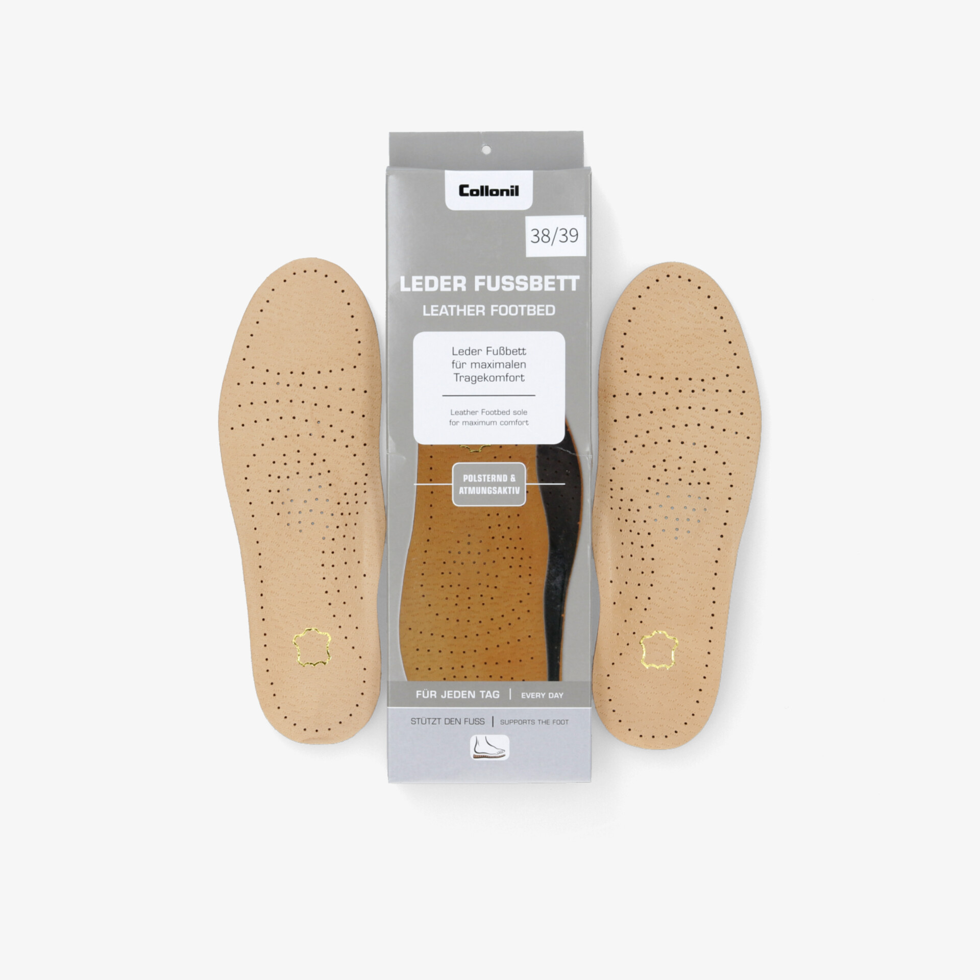 Bequeme Leder-Einlegesohlen mit angenehmer Dämpfung und atmungsaktivem Material für optimalen Komfort