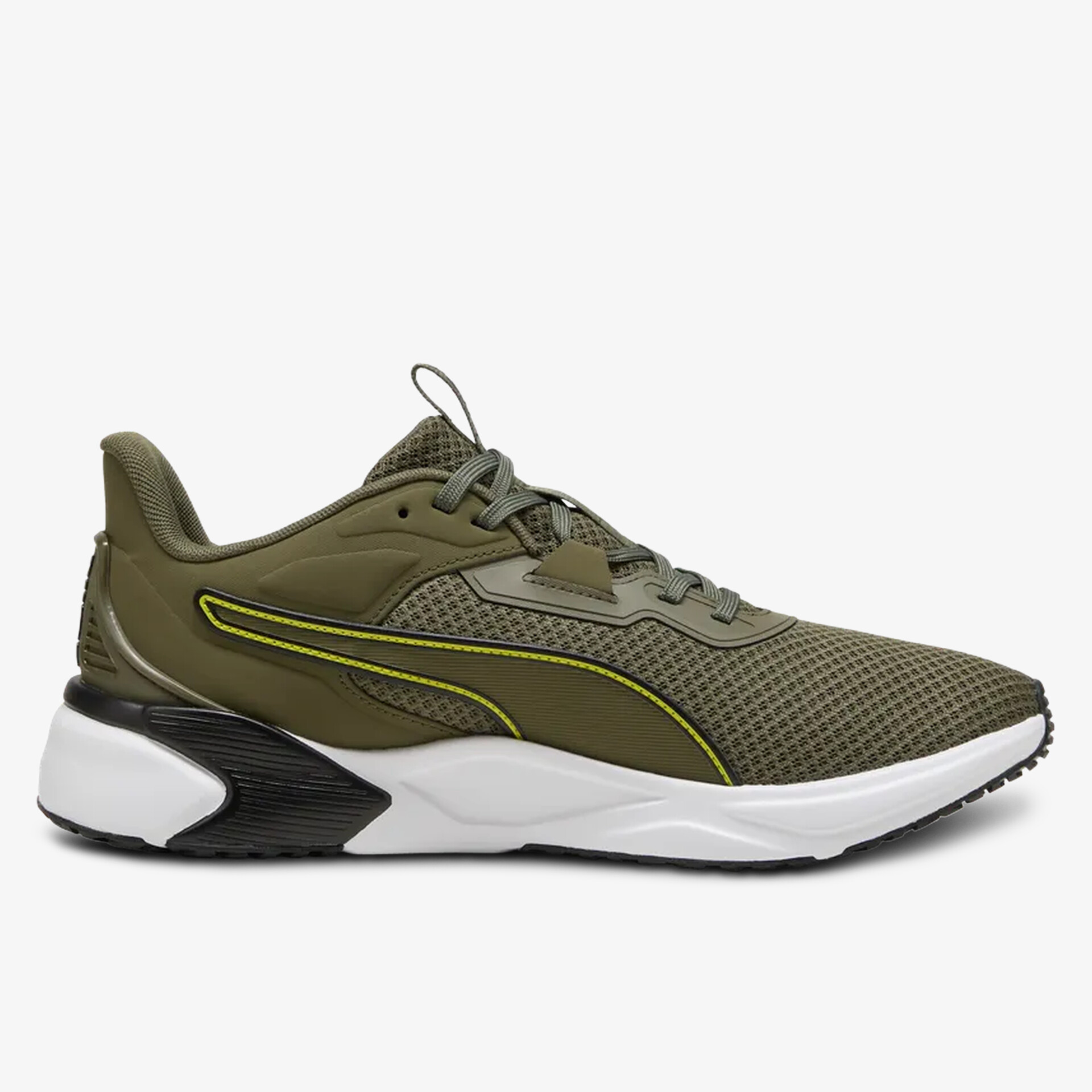 Leichter, atmungsaktiver Sportschuh mit stabiler, flexibler Sohle und modernem, schnittigem Design in olivgrün