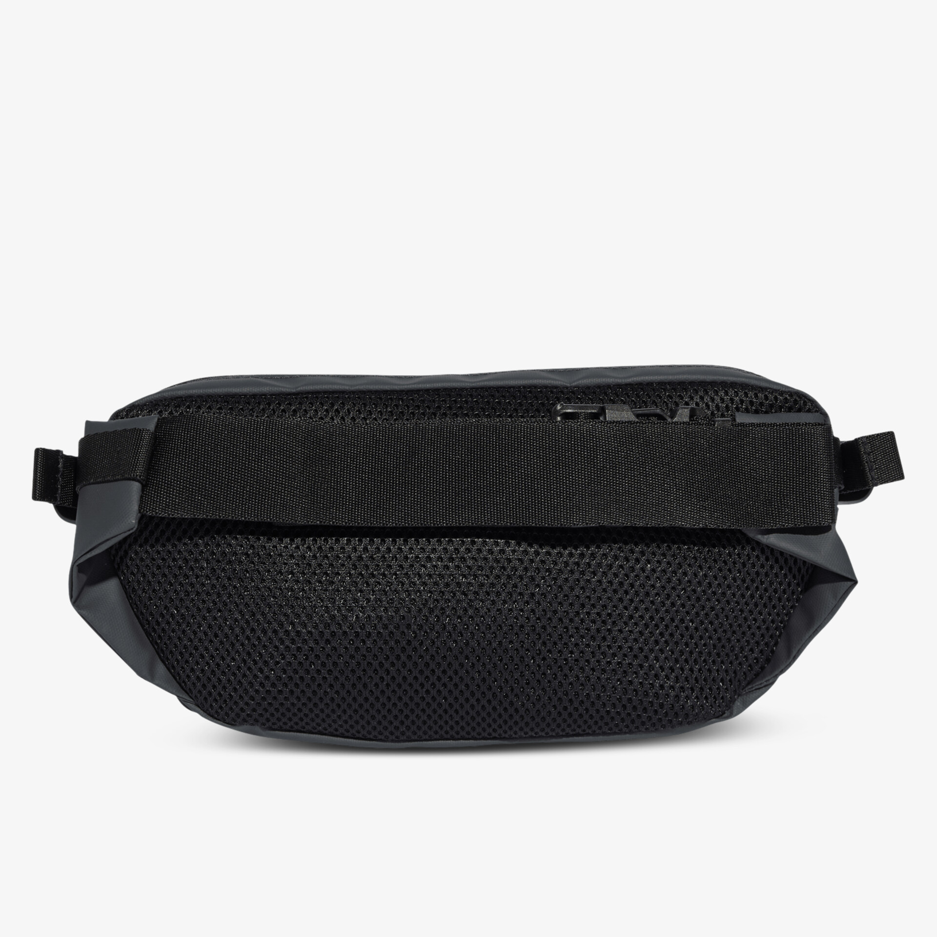 Robuste schwarze Bauchtasche mit verstellbarem Gurt, hochwertigem Reißverschluss und klares Mesh-Design