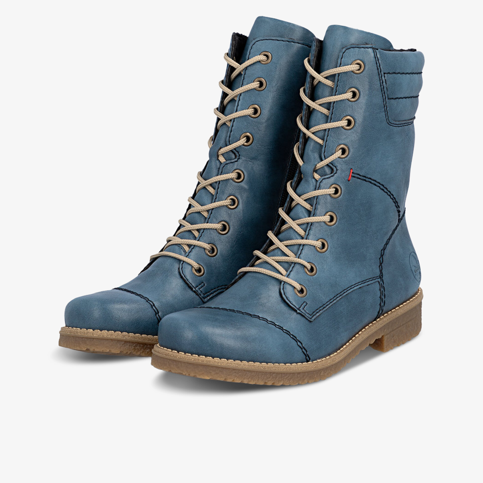 Blauer Schnürstiefel mit robuster Sohle und komfortabler Polsterung, modisch und langlebig