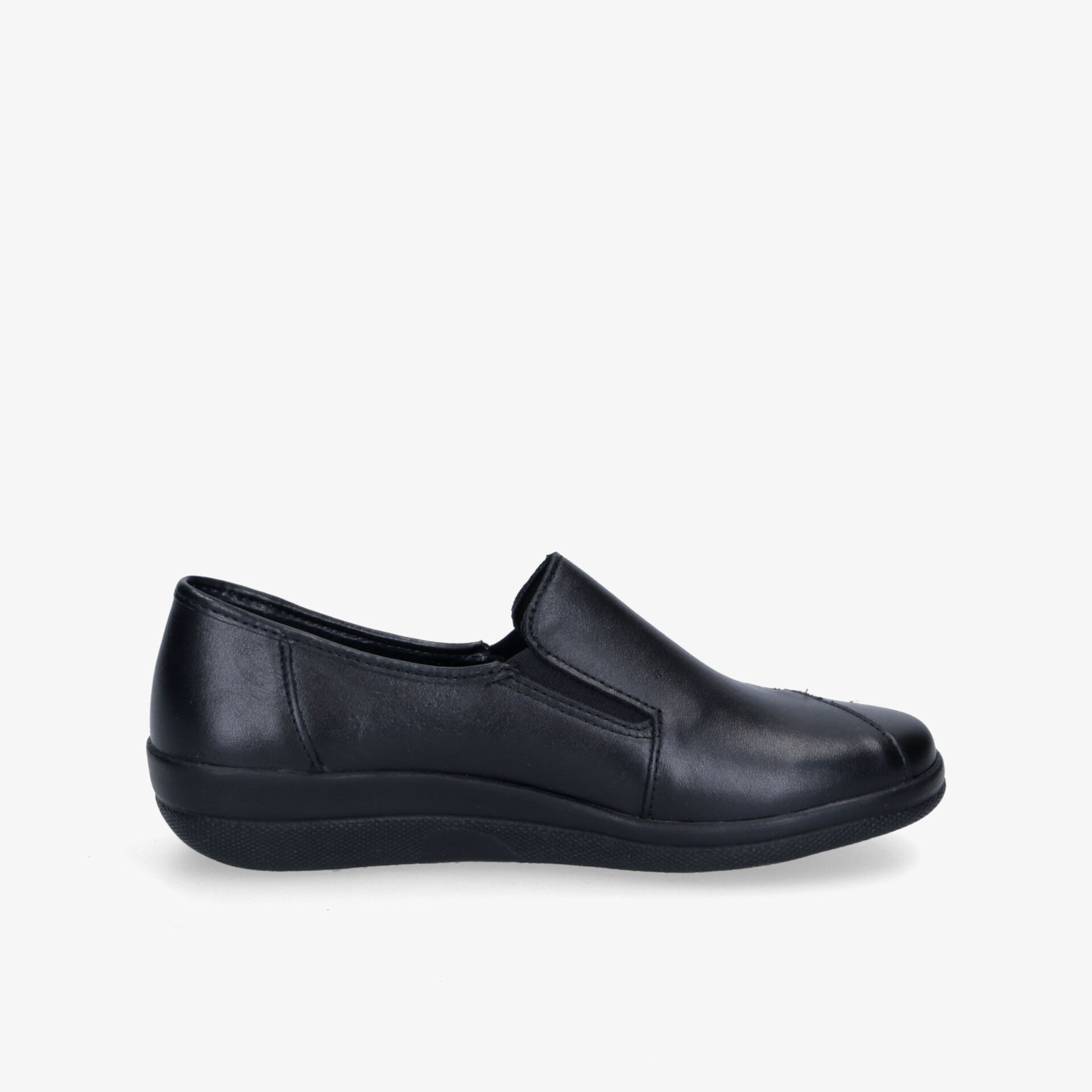 Eleganter schwarzer Slipper aus Leder mit weichem Tragekomfort und rutschfester Sohle für den Alltag.