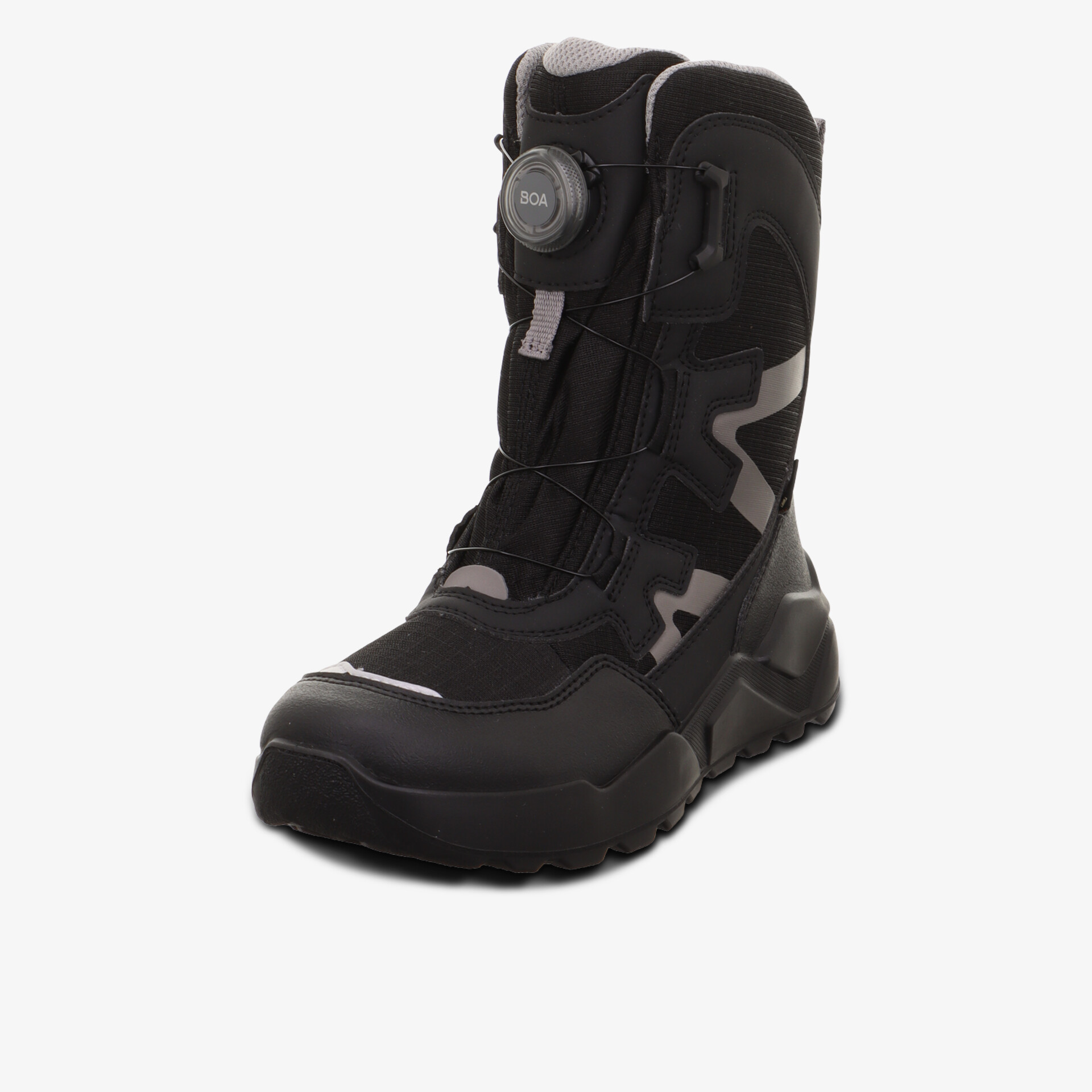 Robuster schwarzer Outdoor-Stiefel mit modernem Design, wasserabweisend und atmungsaktiv für optimalen Komfort