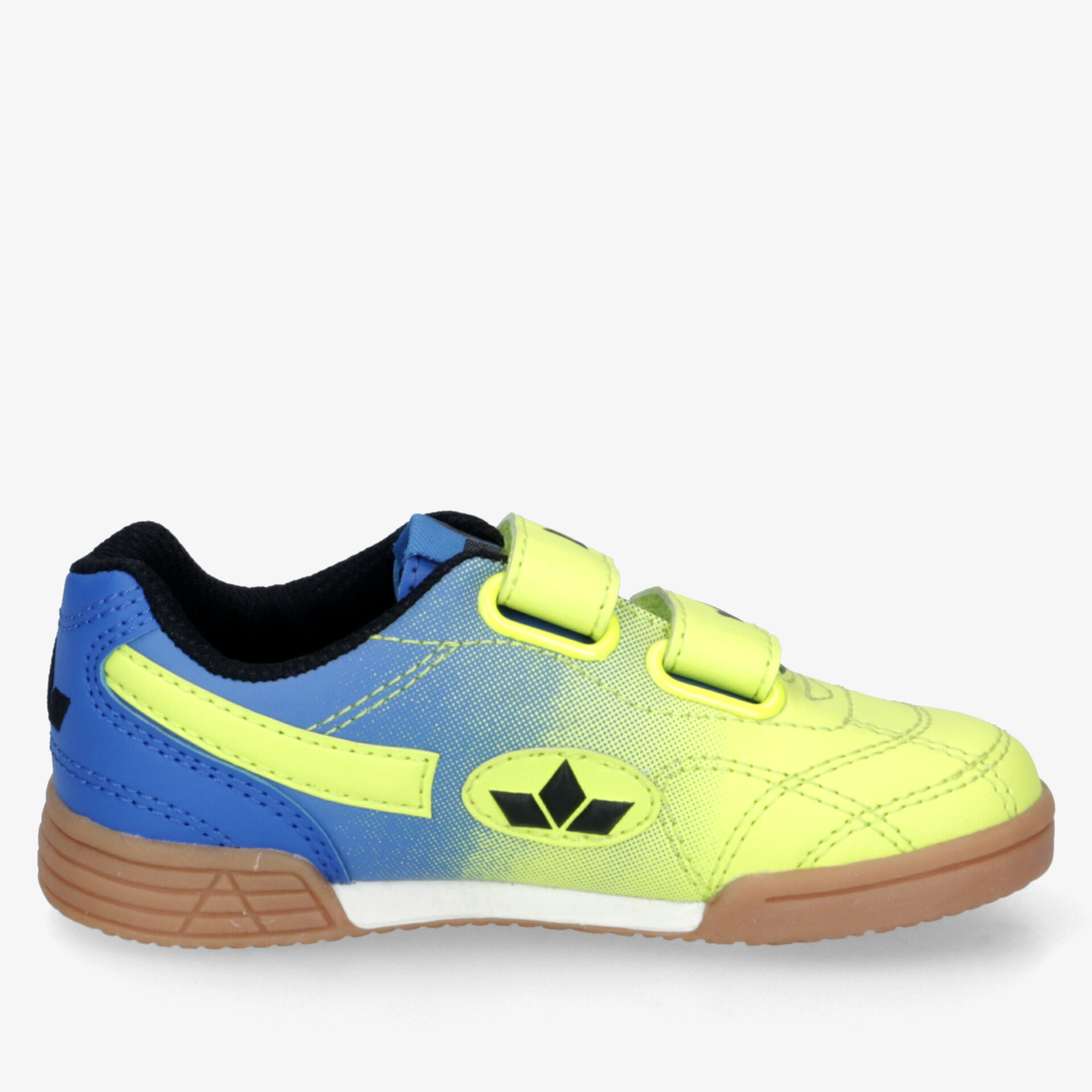 Leichter, bequemer Sportschuh in Neongelb und Blau mit praktischem Klettverschluss und rutschfester Sohle