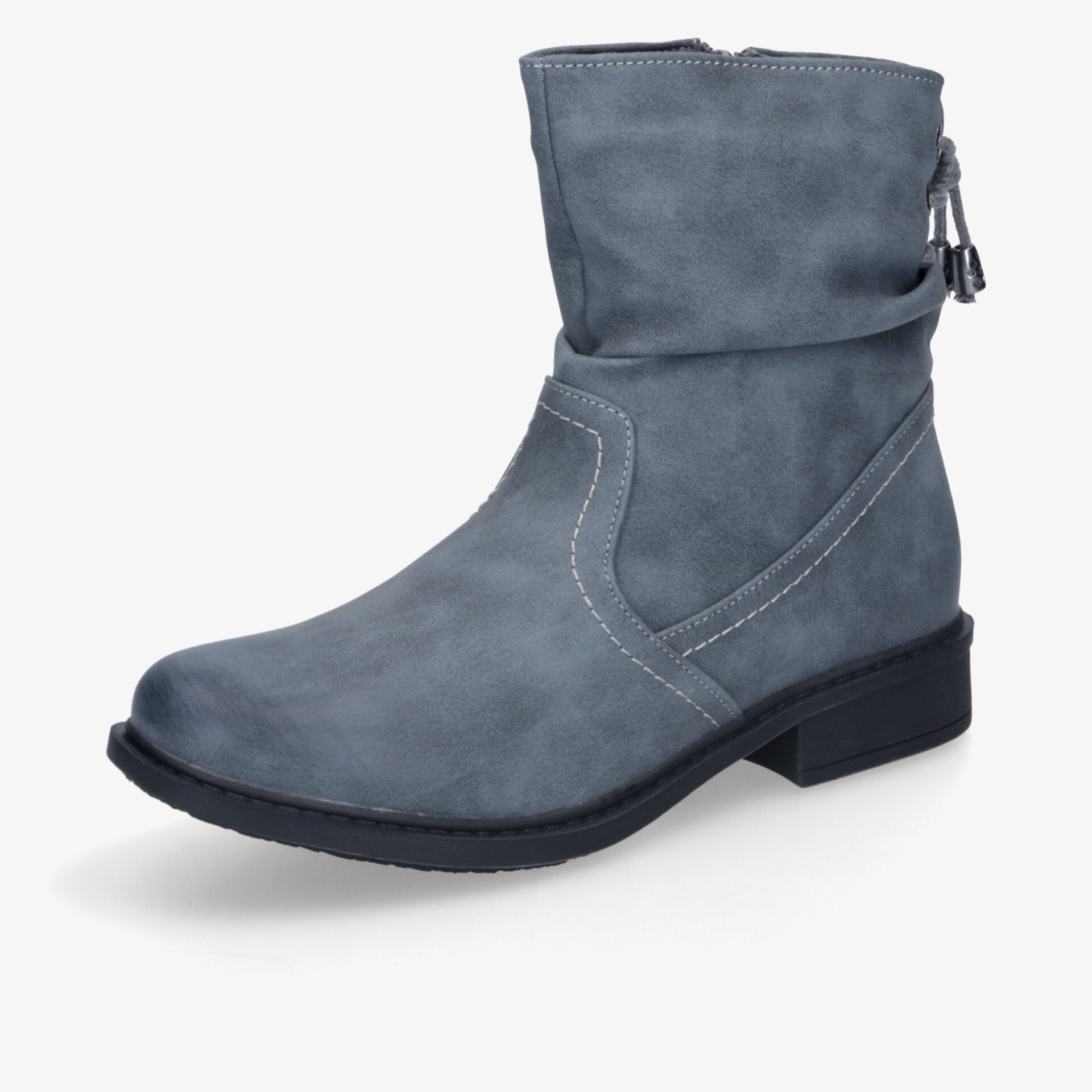 Robuster grauer Stiefel mit weichem Material, rutschfester Sohle und bequemer Passform für den Alltag