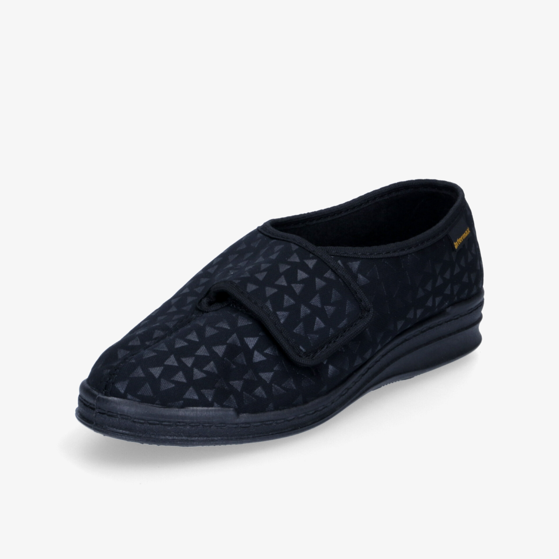 Bequemer Schuh mit Klettverschluss und rutschfester Sohle, ideal für lange Tragezeiten und Alltag.