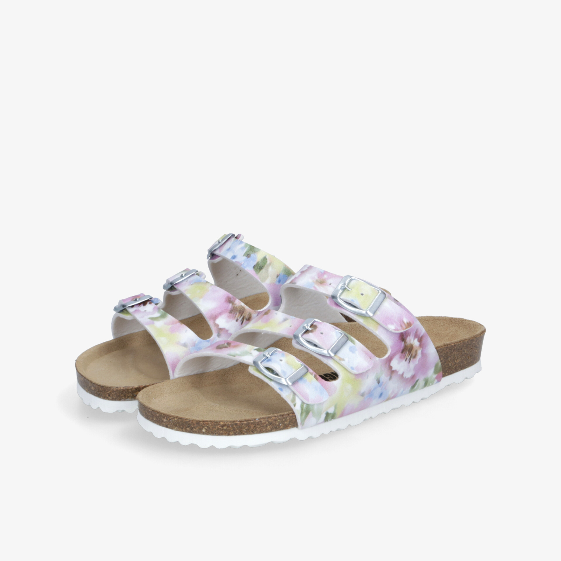 Bequeme Sandale mit weichem Fußbett und verstellbaren Schnallen in modernem floralem Design, flexible Sohle