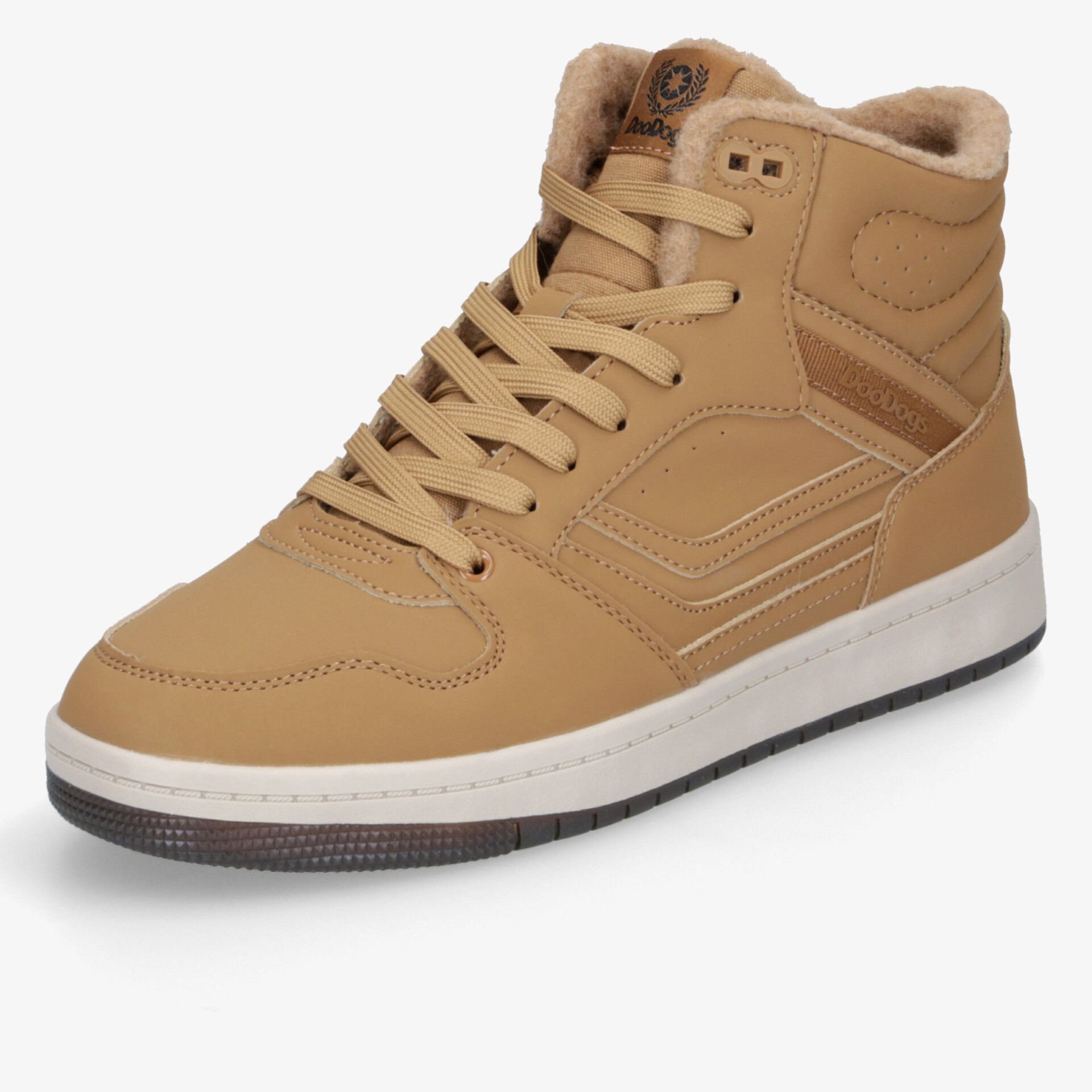 Beiger Sneaker mit robustem Design, gepolstertem Innenfutter und rutschfester Sohle für hohen Tragekomfort