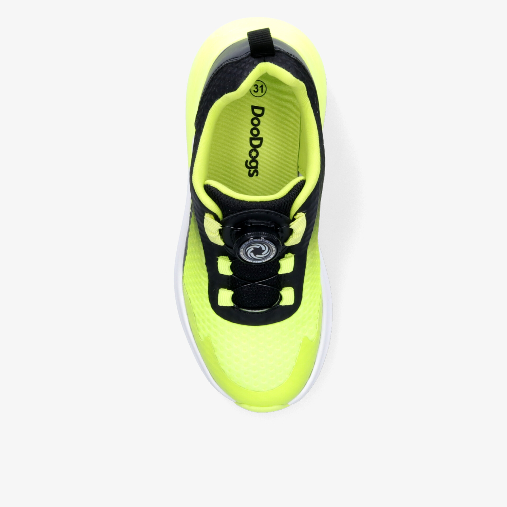 Stylischer gelber Sportschuh mit modernem Schnellschnürsystem, ideal für Komfort und Stabilität.