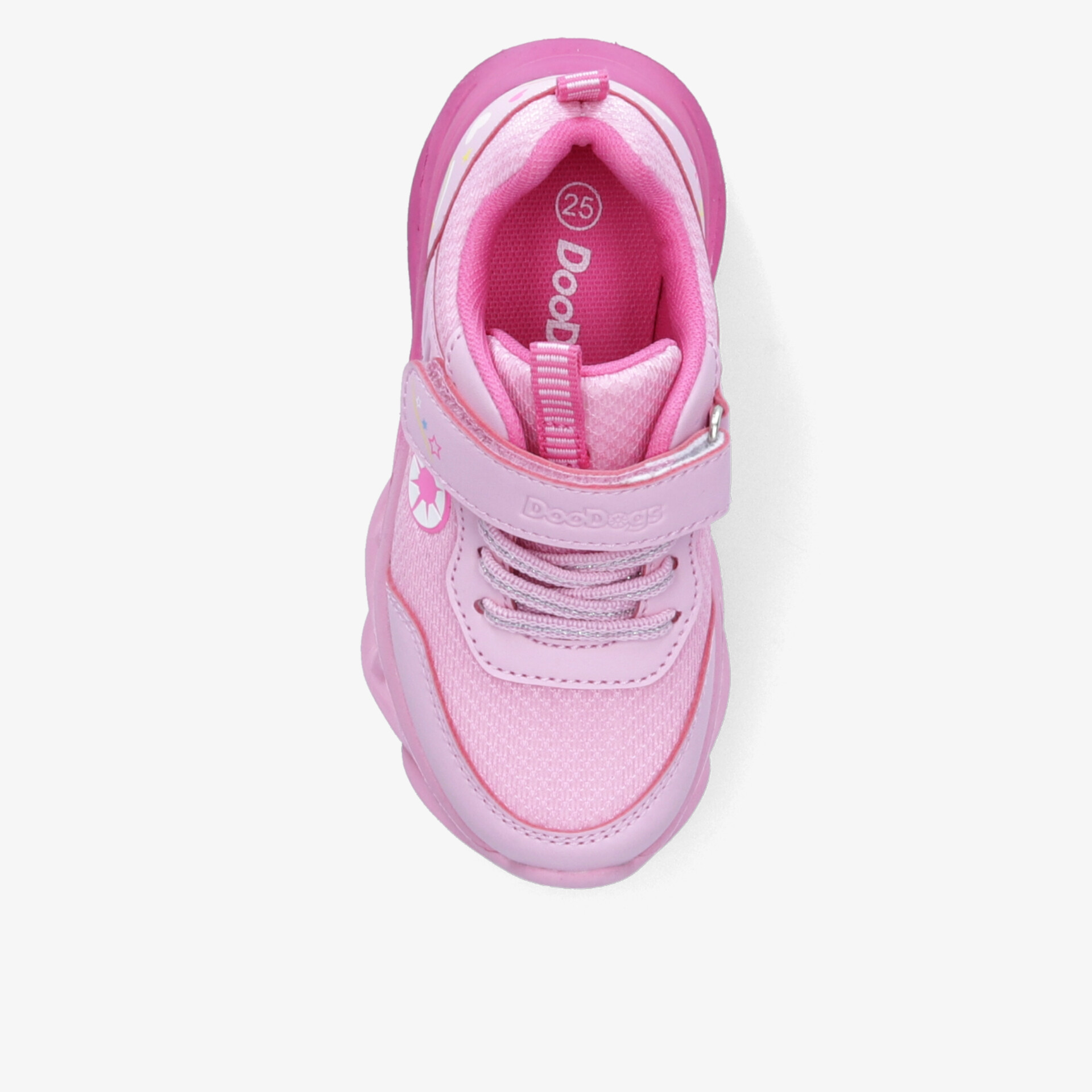 Sportlicher rosa Schuh mit leichter Schnürung und verstellbarem Klettverschluss, bequem und atmungsaktiv