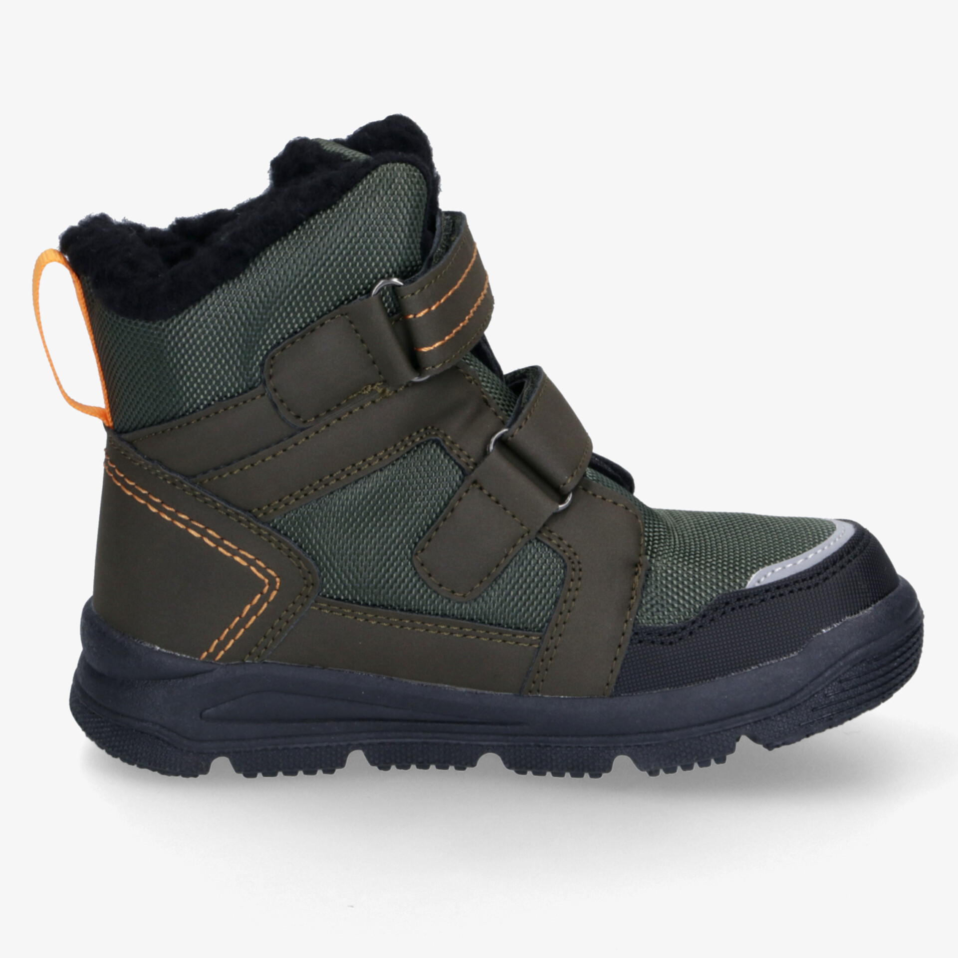 Warmer Winterstiefel mit Klettverschluss und rutschfester Sohle, ideal für kalte, nasse Bedingungen.