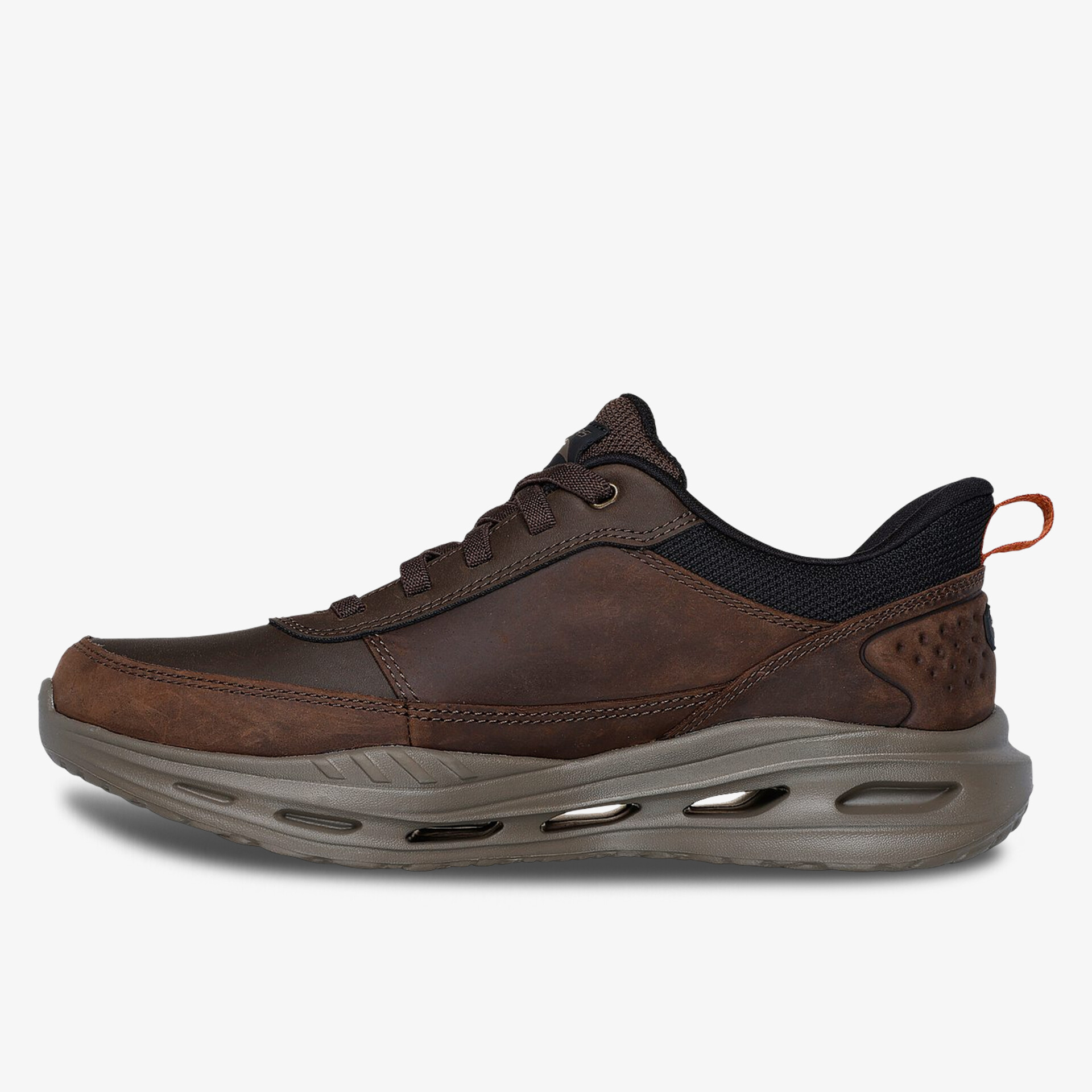 Leichter, bequemer Schuh mit atmungsaktiver Oberfläche und gepolstertem Kragen in ergonomischem Design seitlich abgebildet