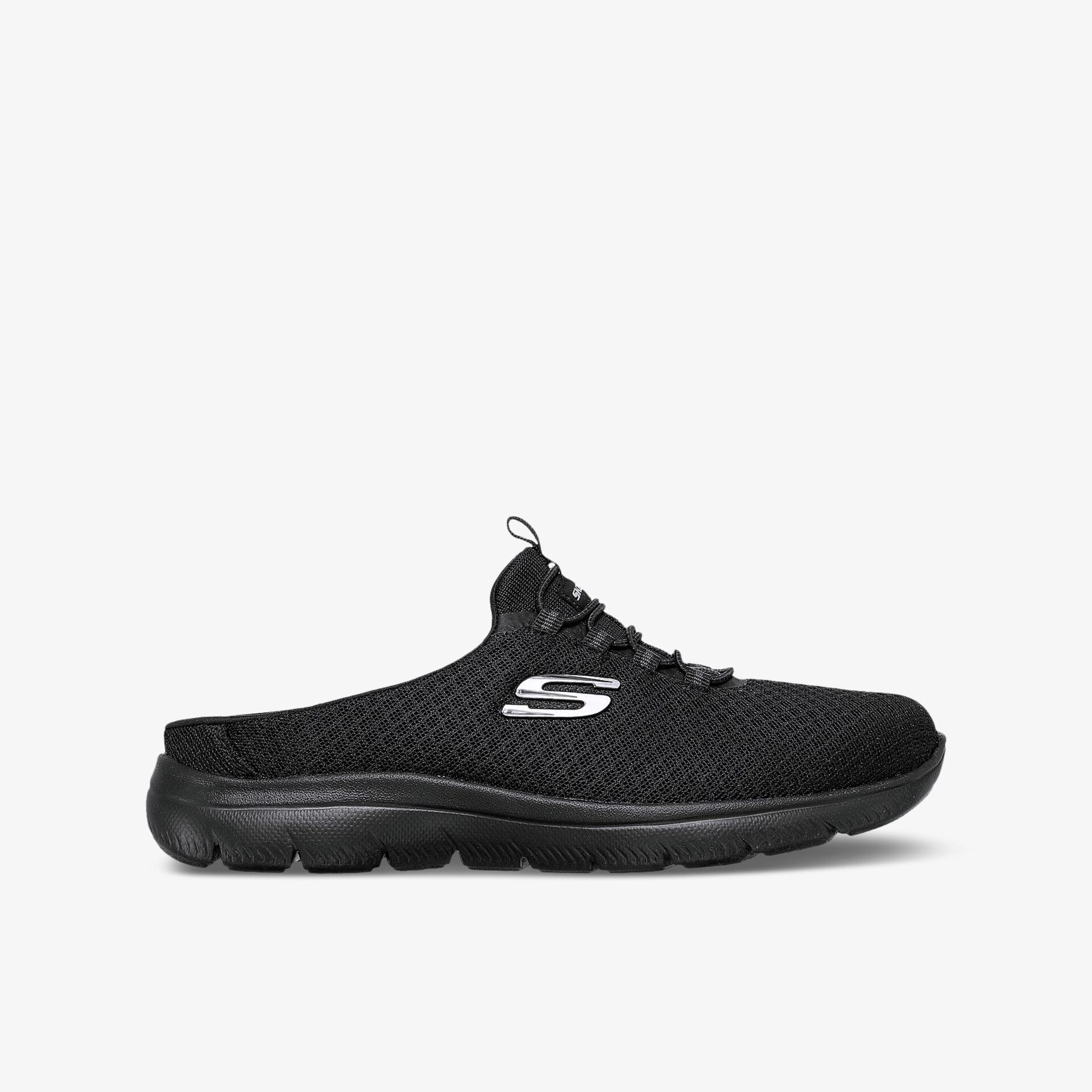 Schwarzer Sneaker mit atmungsaktivem Material und rutschfester Sohle, komfortabel und leicht für sportliche Aktivitäten