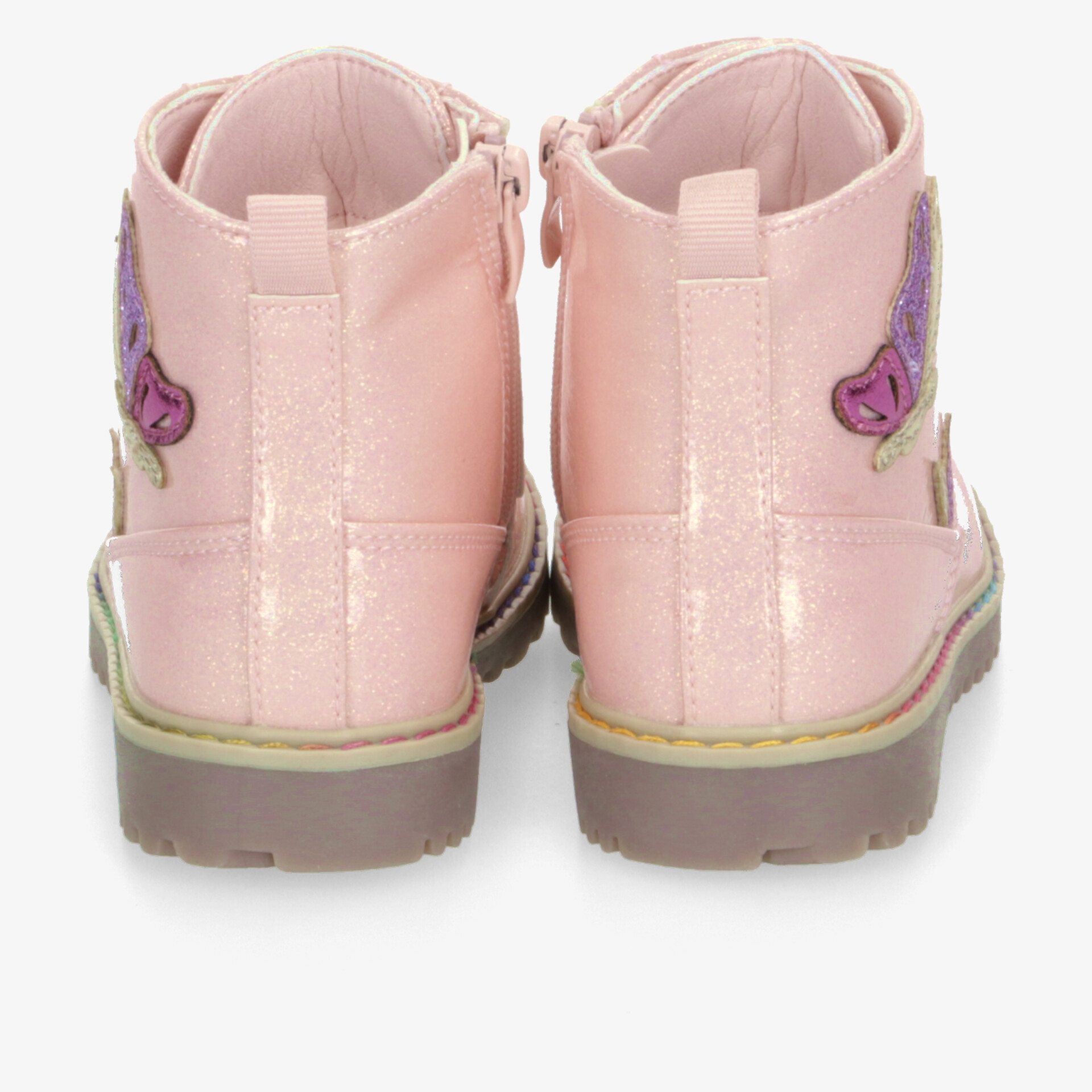 Rosa Kinderschuhe mit Reißverschluss, stabilem Boden und weichem Material für bequemen Halt und leichten Einstieg