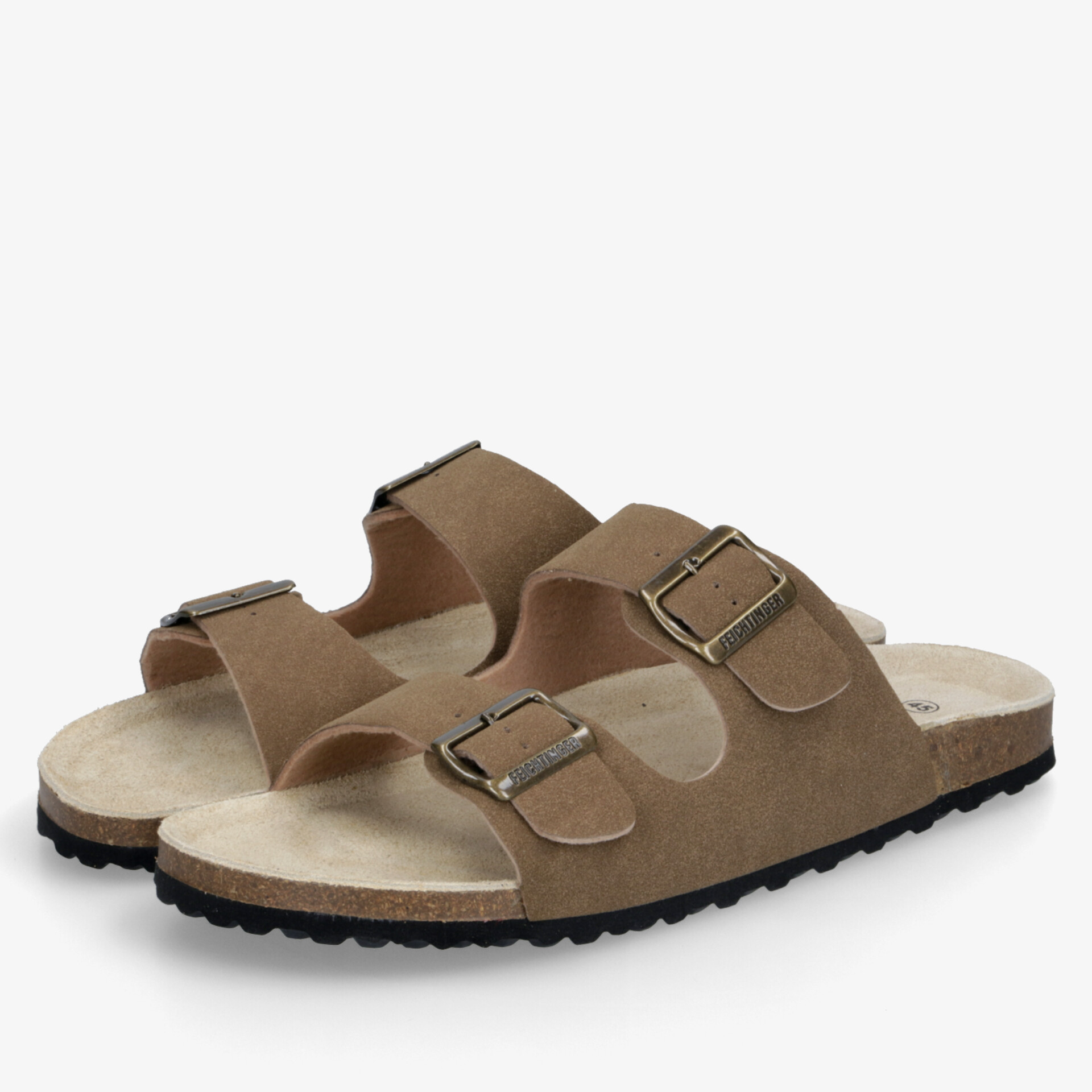 Bequeme braune Sandalen mit verstellbaren Metallschnallen und weichem Fußbett für optimalen Tragekomfort
