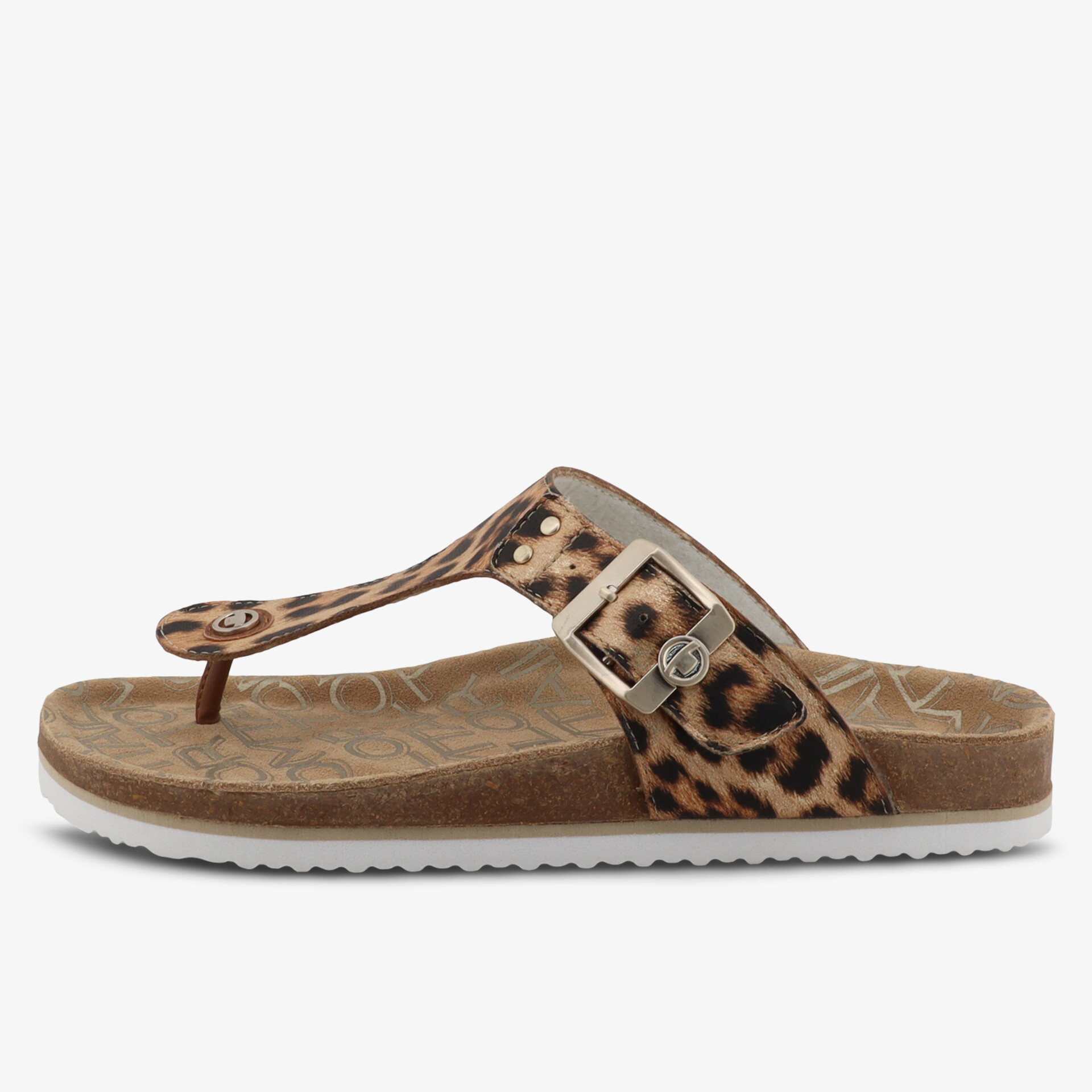 Bequeme modische Sandale mit Leopardenmuster und Zehensteg für entspannten Sommer-Look