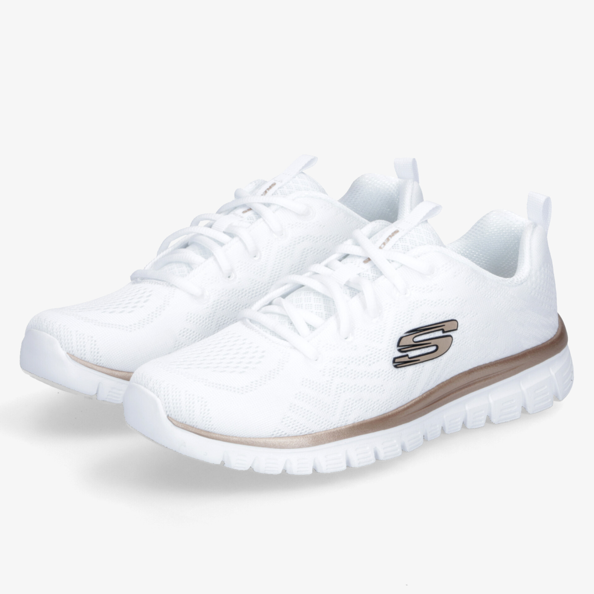 Leichtes Paar weiße Sneaker mit atmungsaktivem Material und rutschfester Sohle für optimalen Komfort beim Laufen