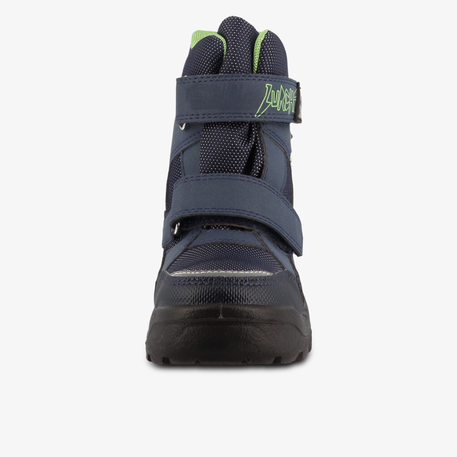 Robuster Schuh mit hohem Schaft und Klettverschluss, stabile und rutschfeste Sohle, ideal für sicheren Halt