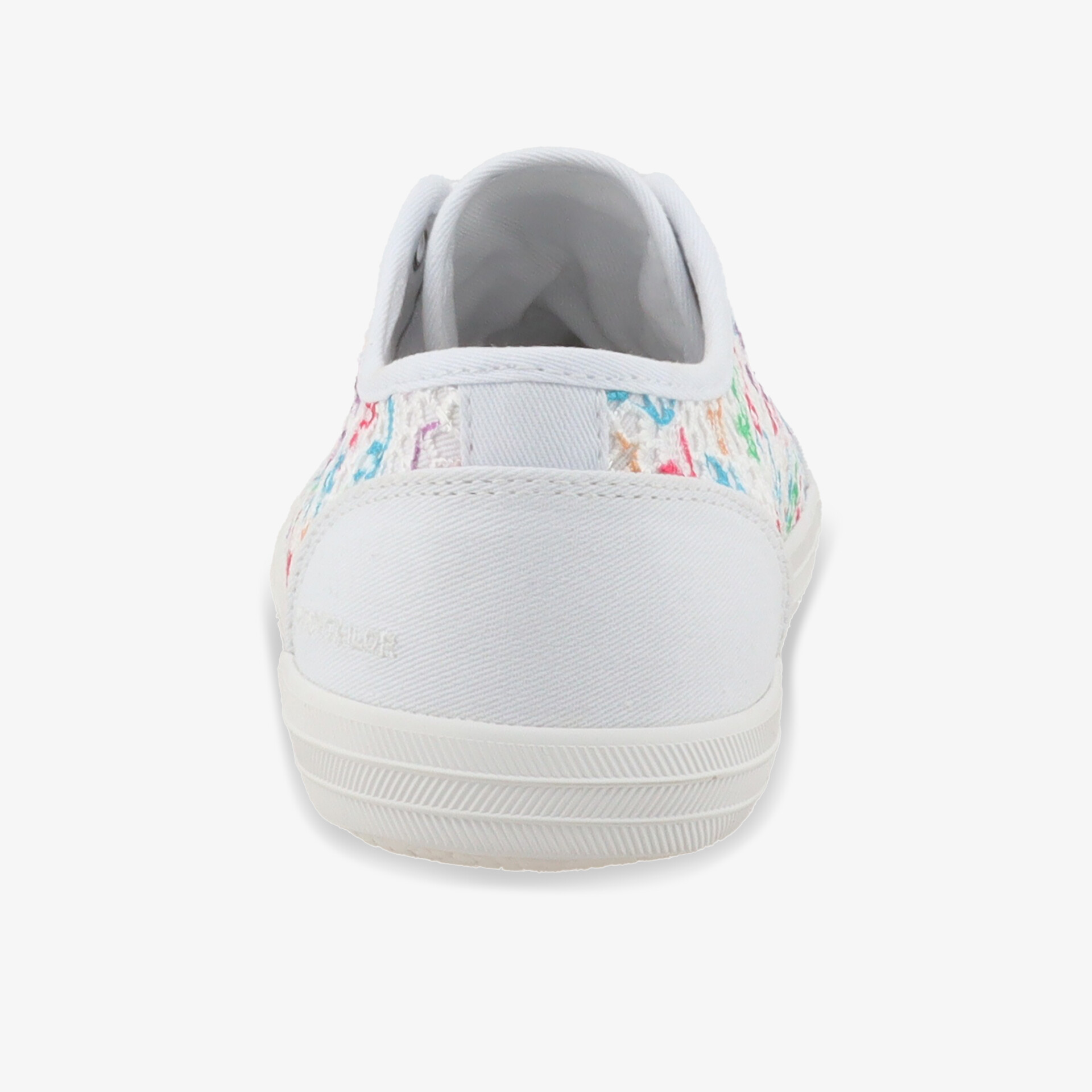 Weißer Sneaker mit sportlichem Design und bequemer Passform, sichtbare Rückansicht mit modernem und cleanem Look