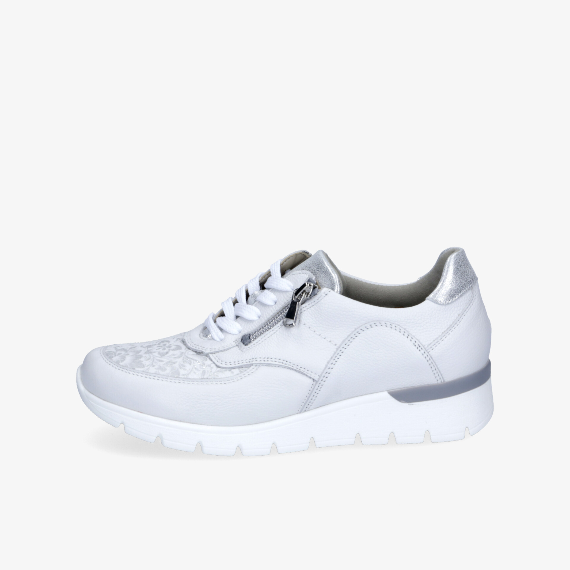 Weißer Sneaker mit praktischem Reißverschluss, bequemer und sportlich eleganter Schuh mit rutschfester Sohle