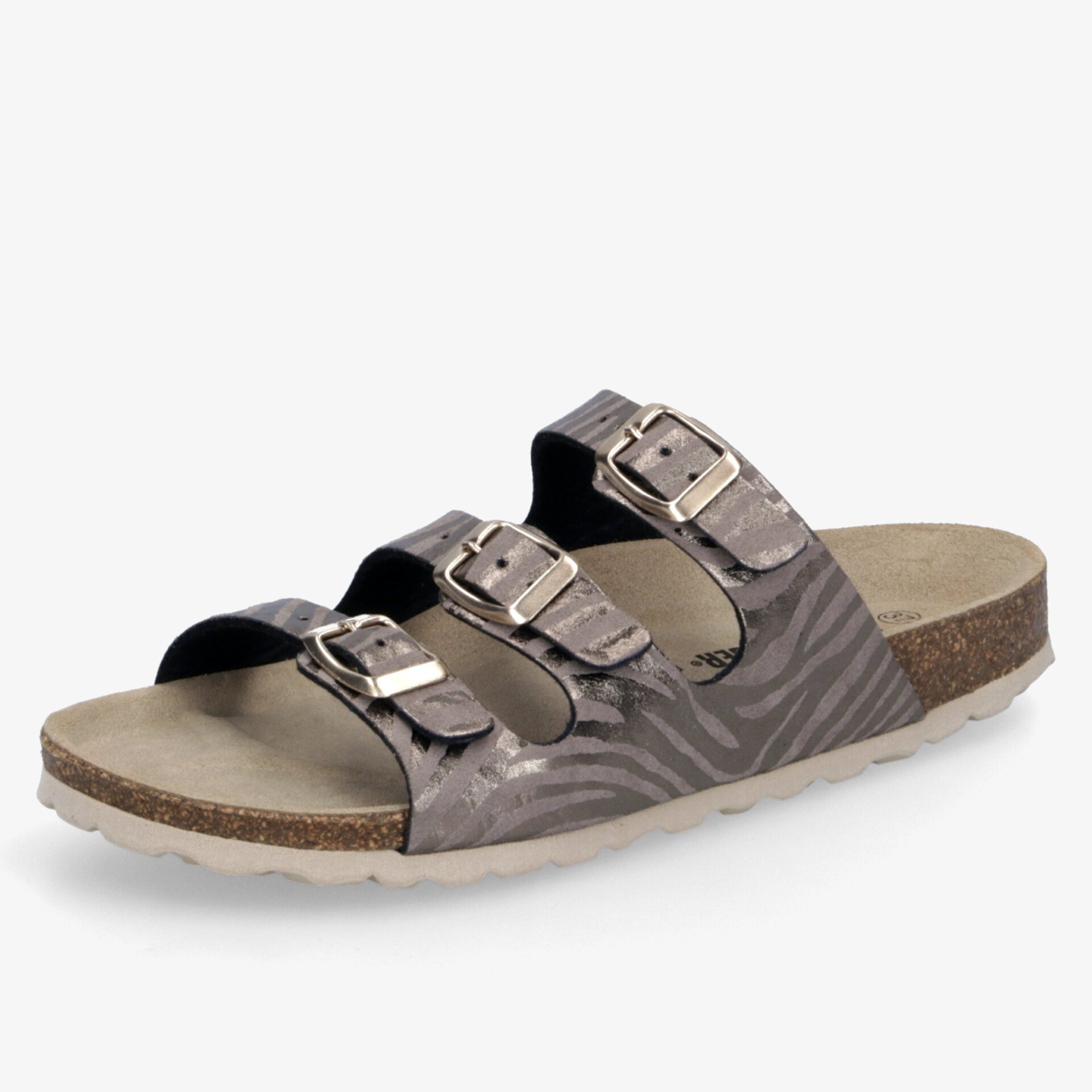 Bequeme Sandale mit drei verstellbaren Schnallen und weichem Fußbett für hohen Tragekomfort
