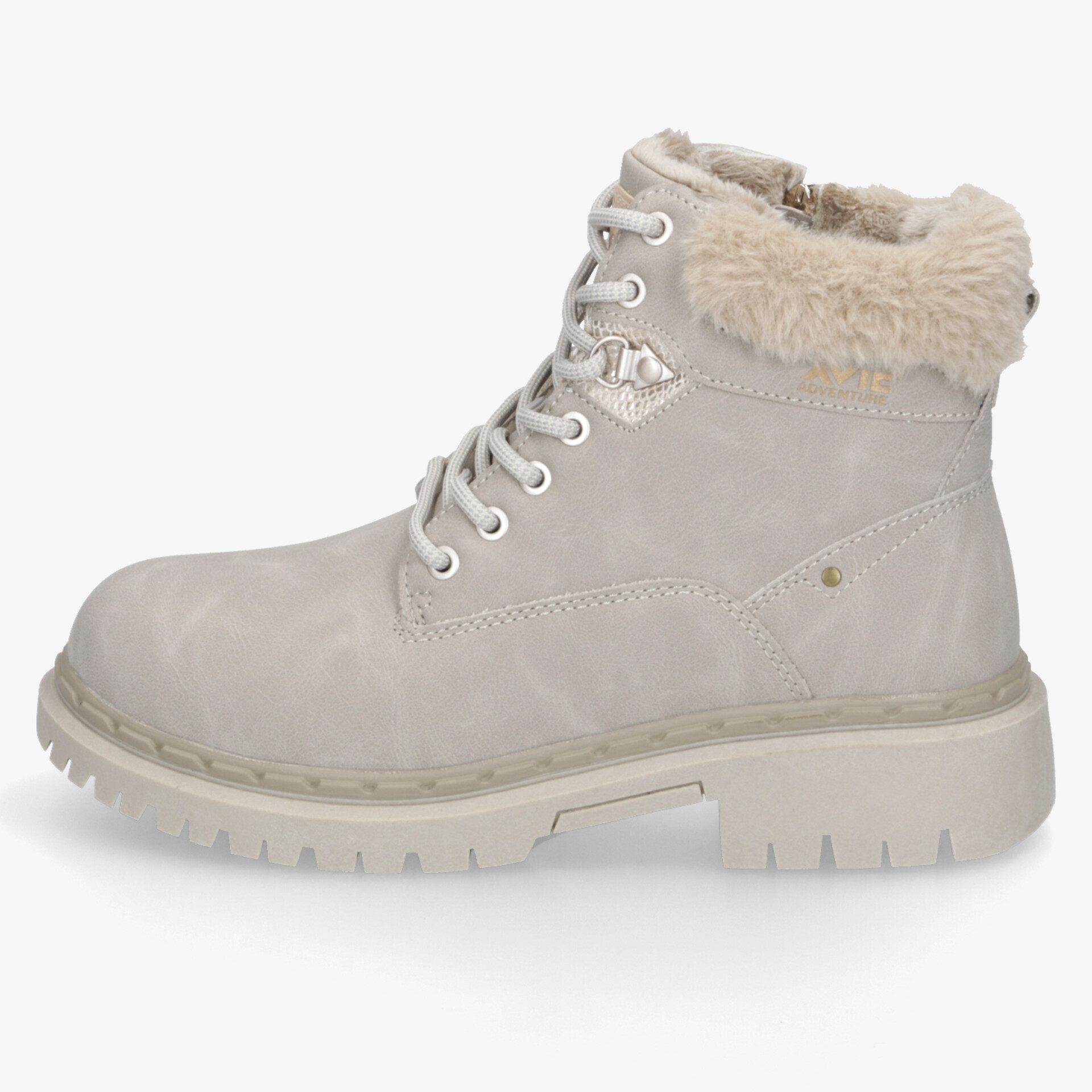 Robuster Winterstiefel mit weichem, warmem Fellkragen und seitlichem Reißverschluss für bequemen Einstieg