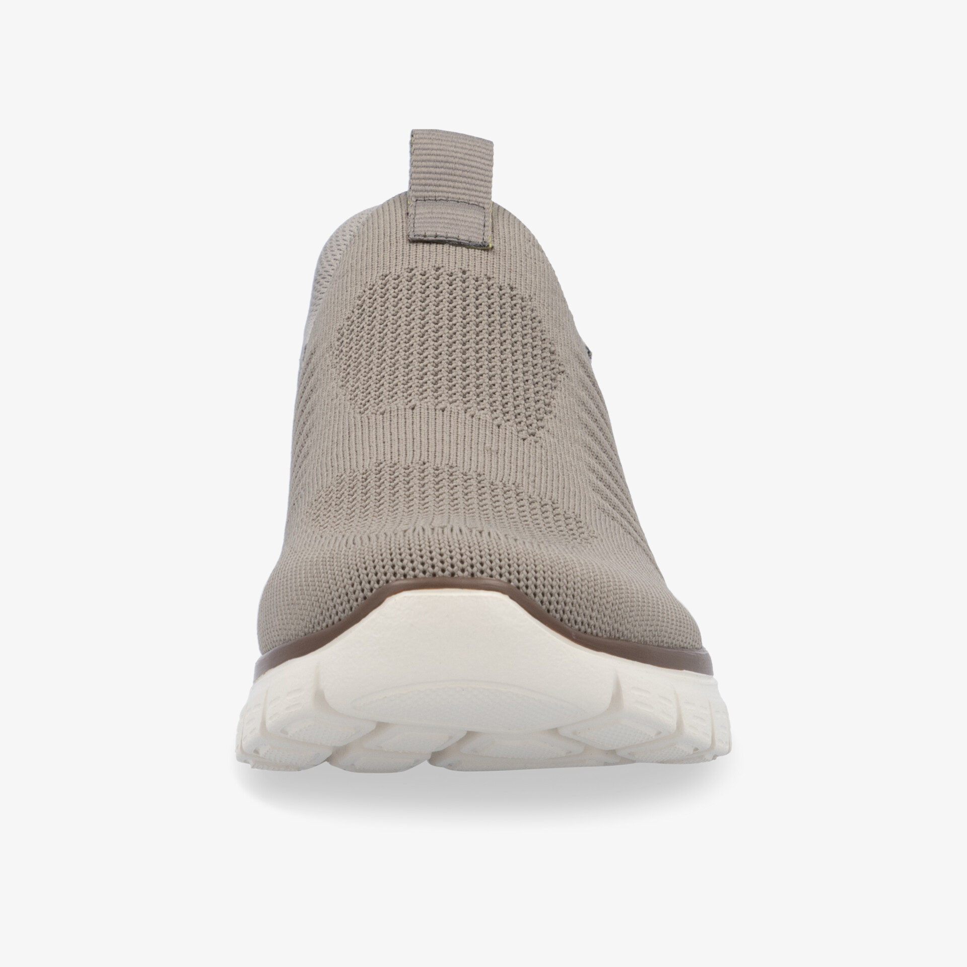 Leichter atmungsaktiver Schuh in Frontansicht mit flexiblem, stoßdämpfendem weißem Profil