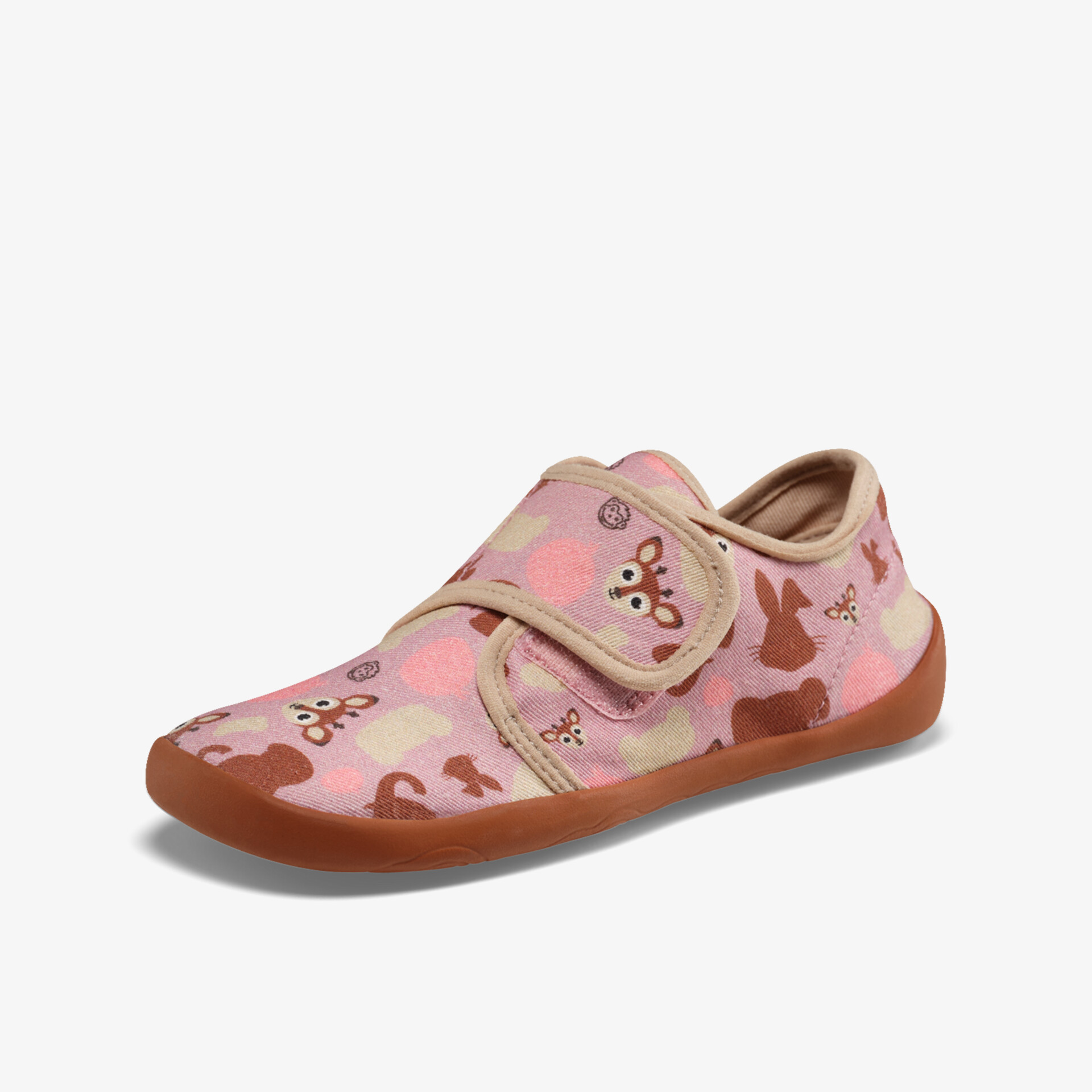 Leichter Hausschuh in Rosa mit verstellbarem Klettverschluss, weichem Material und rutschfester, flexibler Laufsohle