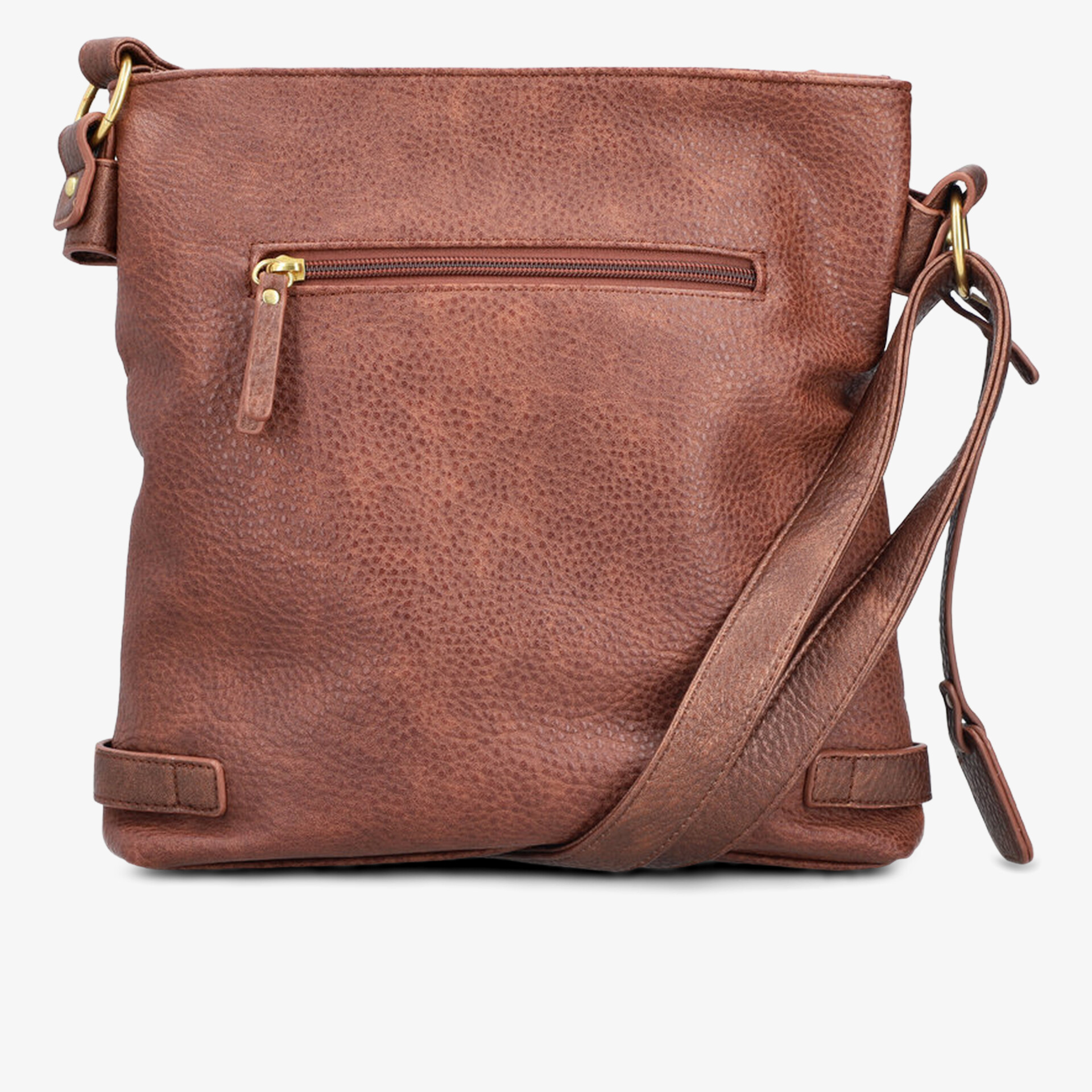 Braune Schultertasche aus Kunstleder mit verstellbarem Gurt und praktischem Reißverschlussfach