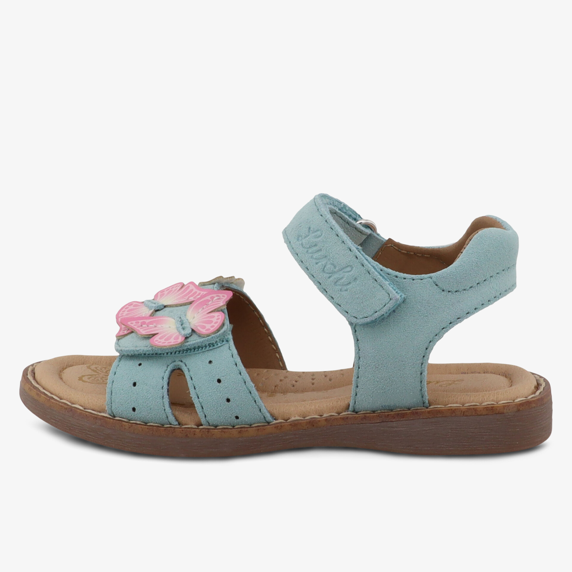 Bequeme Ledersandalen mit Blumenapplikation und strapazierfähiger Sohle