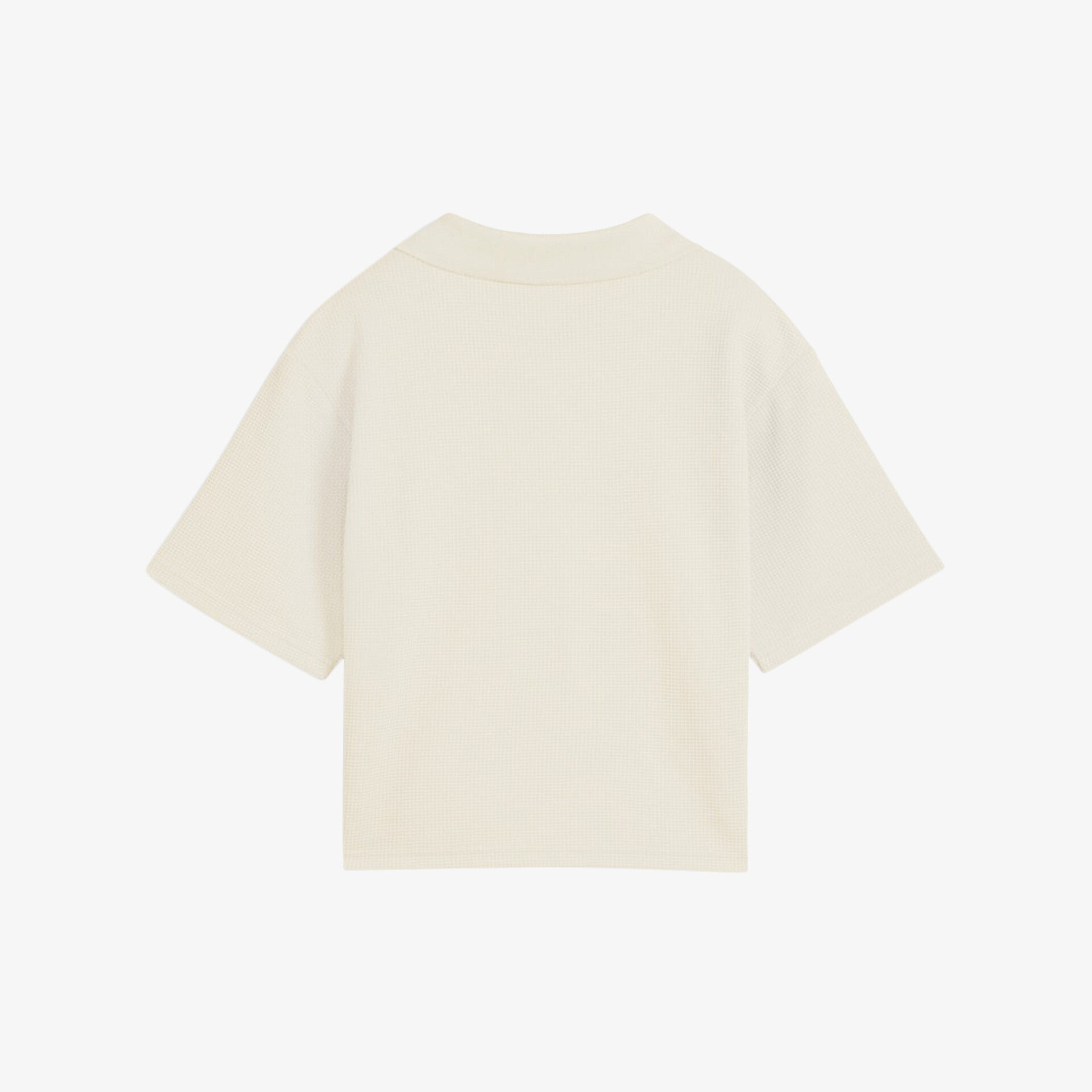 Beige T-Shirt mit lockerem Schnitt und kurzen Ärmeln in klassischer, schlichter Optik von hinten