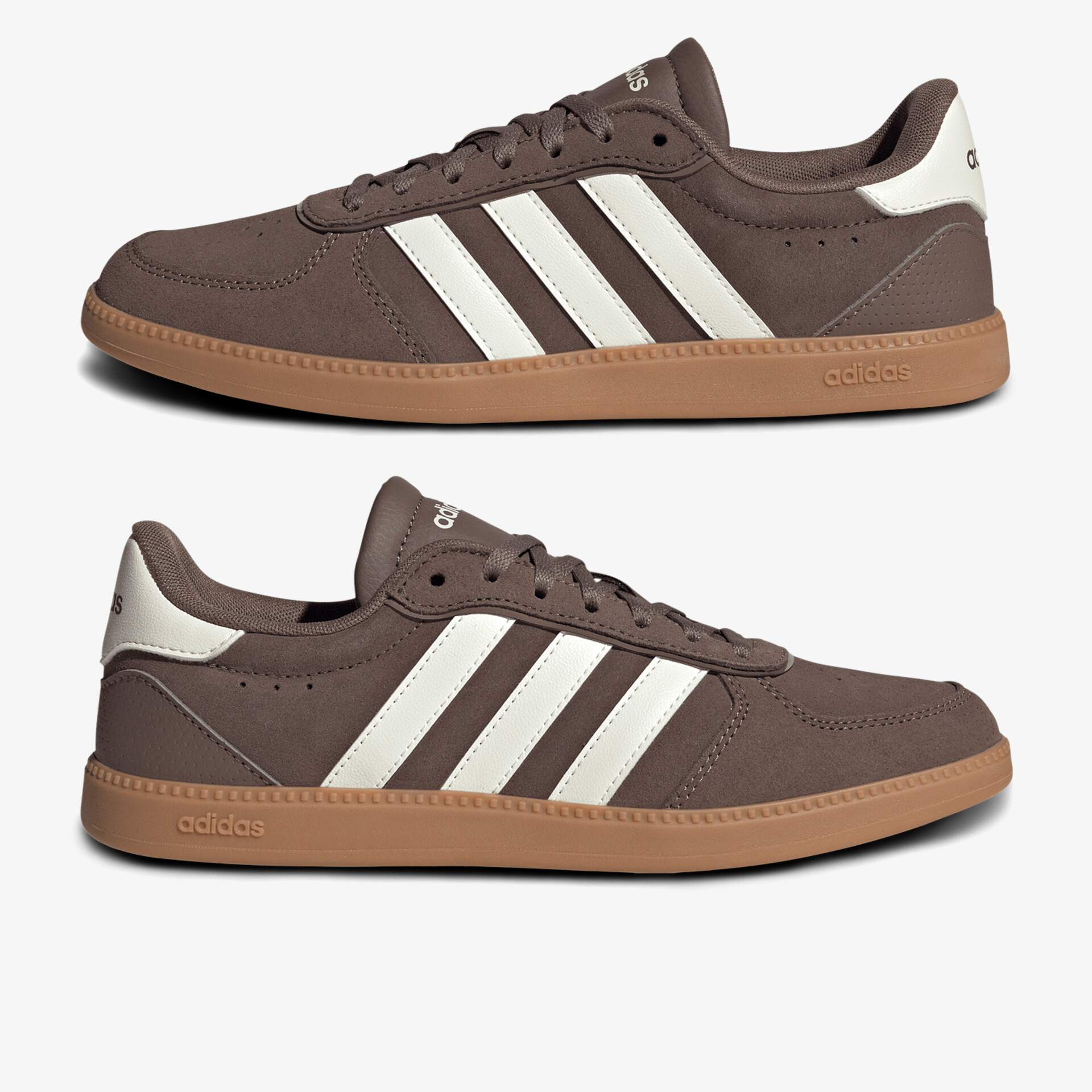 Sportlicher brauner Sneaker mit weiß gestreifter Seite und leichter gummierter Sohle, bequem und robust