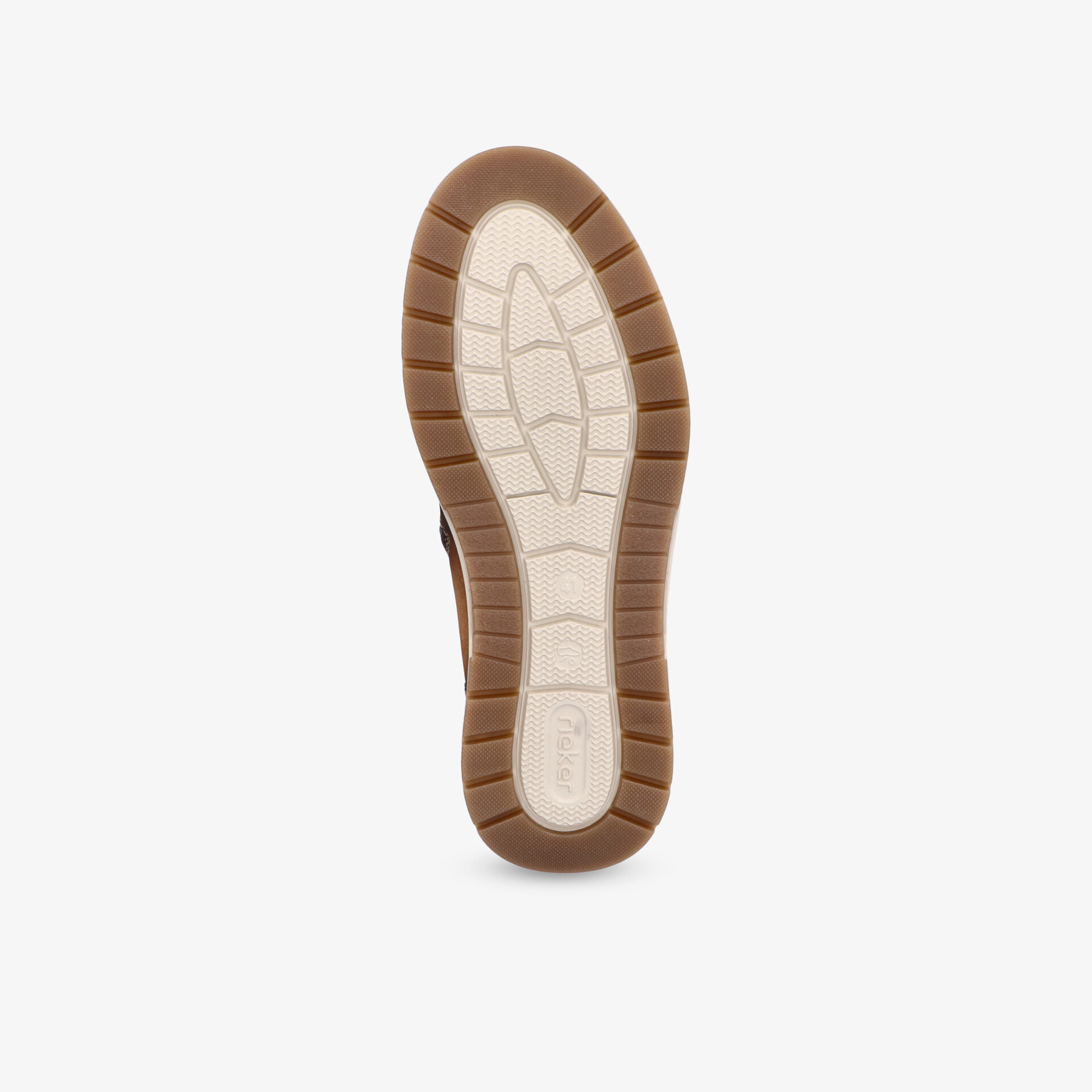 robuste und profilierte Gummisohle in Braun und Weiß mit hoher Rutschfestigkeit und langlebiger Verarbeitung