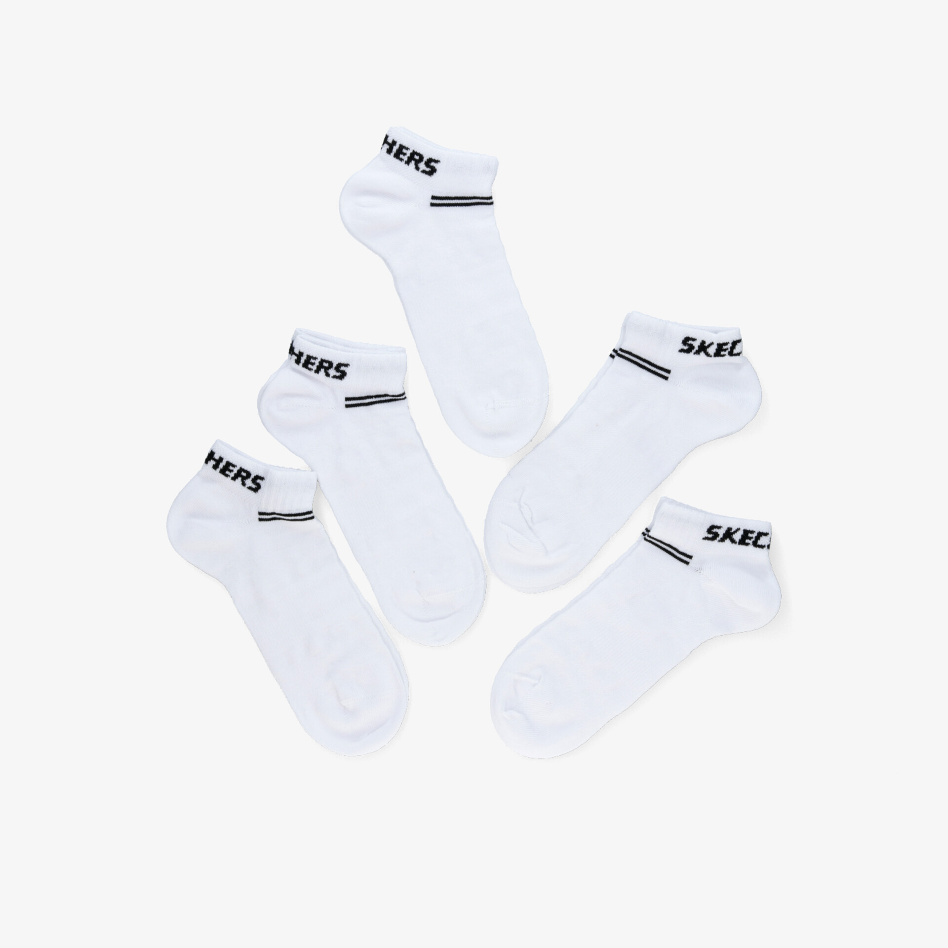 Set aus fünf weißen kurzen Sneakersocken mit elastischem Bund und hohem Tragekomfort