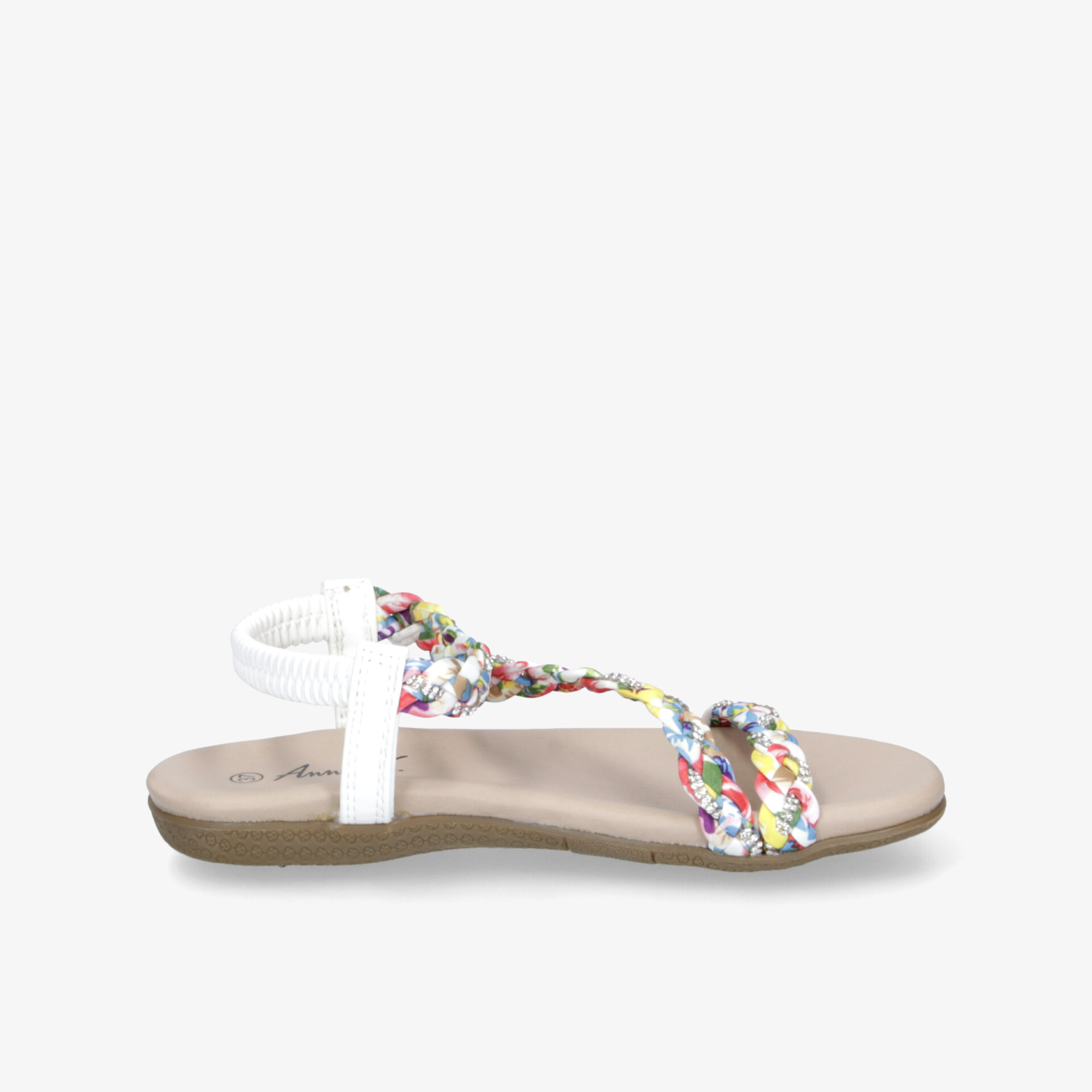 Leichte Sandale mit floralem Muster, offener Zehenpartie und verstellbarem Riemen für angenehmen Tragekomfort