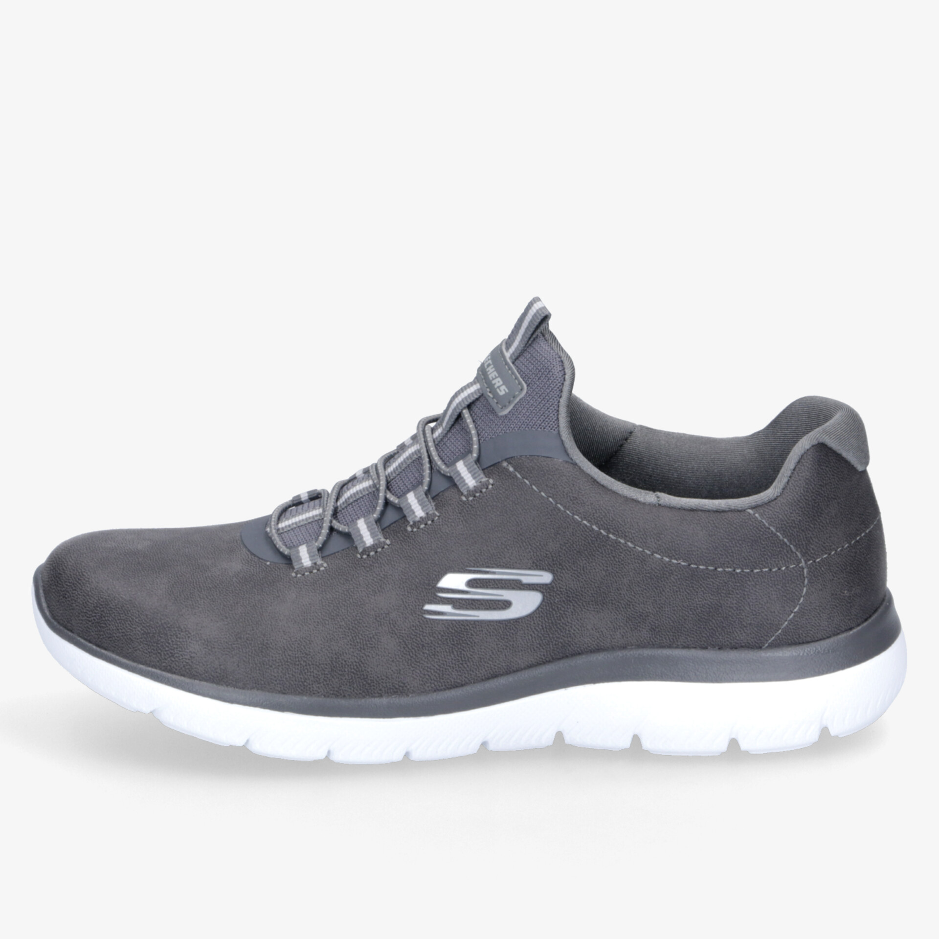 Grauer Sneaker mit weicher Sohle und modernem Design, ideal für sportliche Aktivitäten und Freizeit