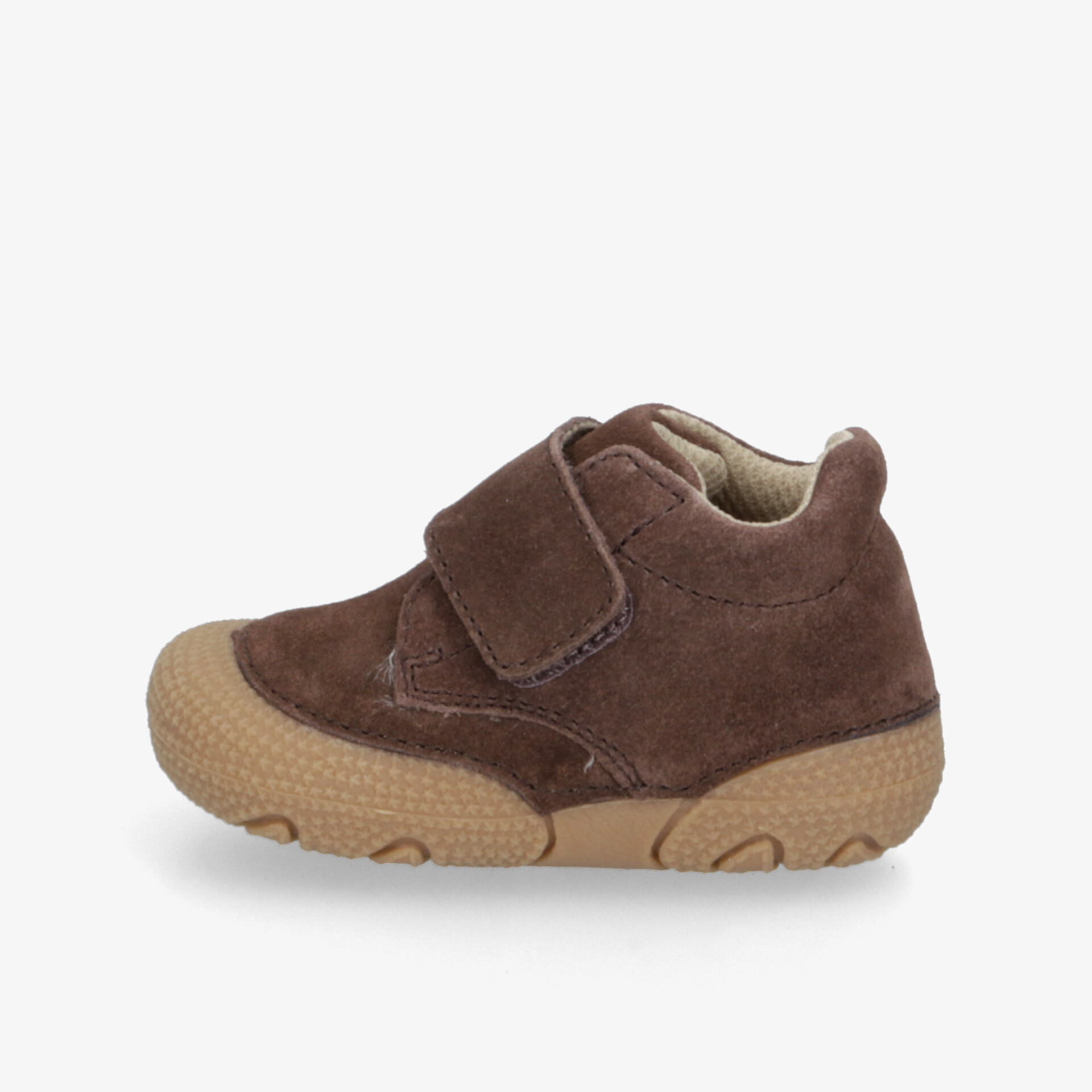 Bequemer brauner Kinderschuh mit Klettverschluss und rutschfester, flexibler Sohle für optimalen Halt