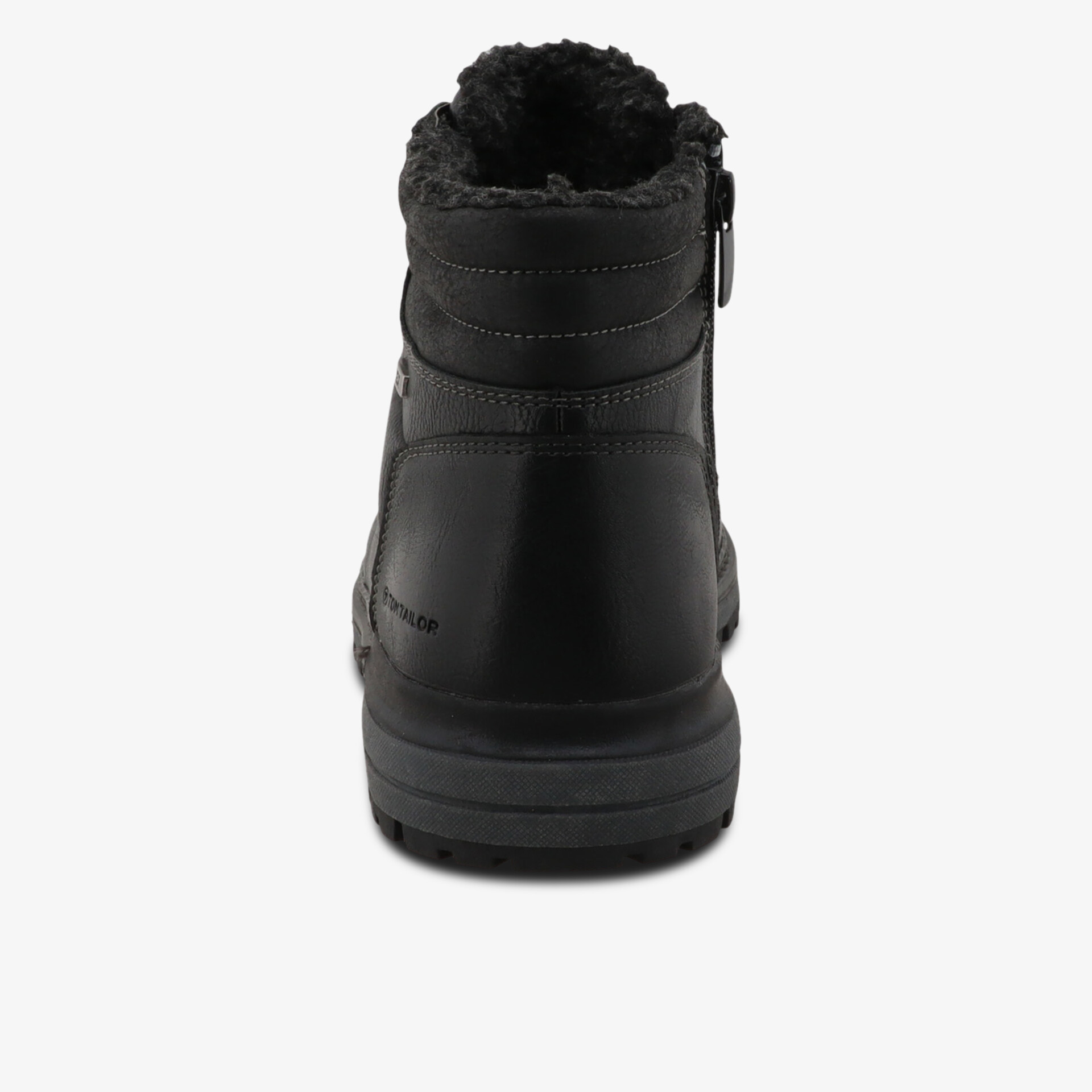 Robuster schwarzer Winterstiefel mit warmem Innenfutter und praktischem Reißverschluss für sicheren Halt