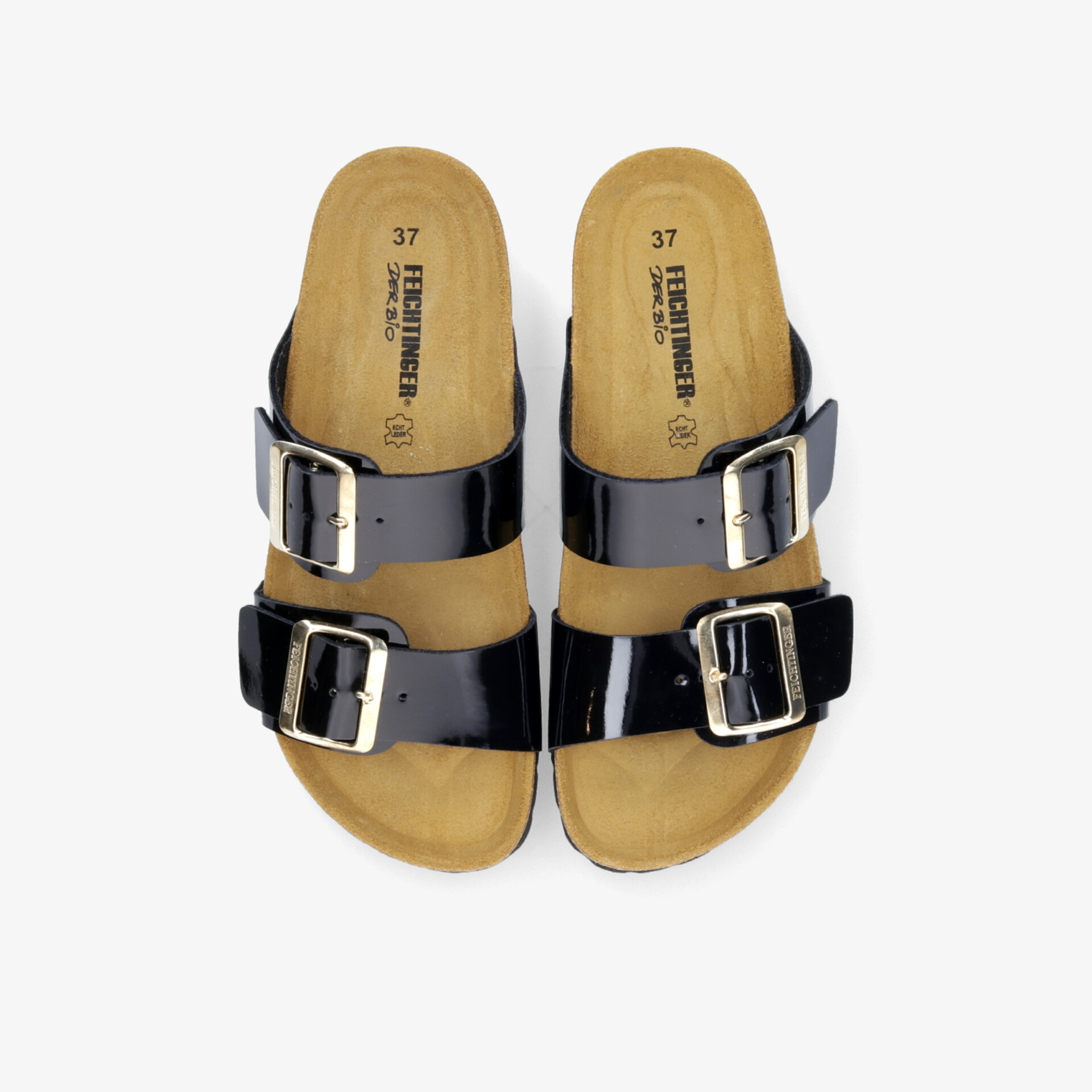 Komfortable schwarze Sandalen mit verstellbaren Schnallen und weichem Fußbett, Draufsicht auf Paar