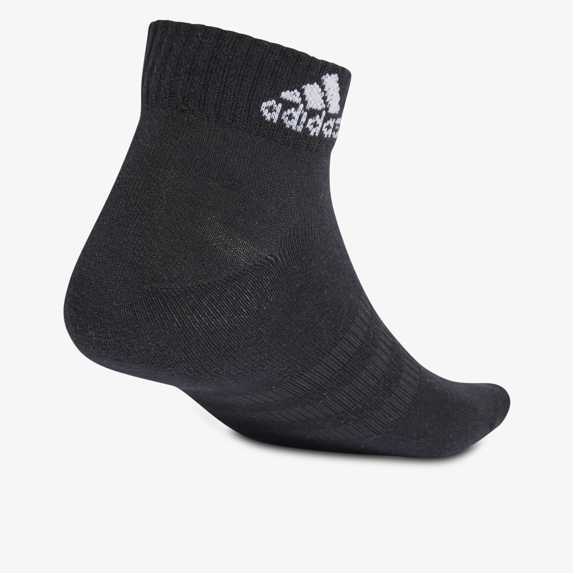 Schwarze kurze Sportsocke mit elastischem Bündchen und markantem Adidas Logo