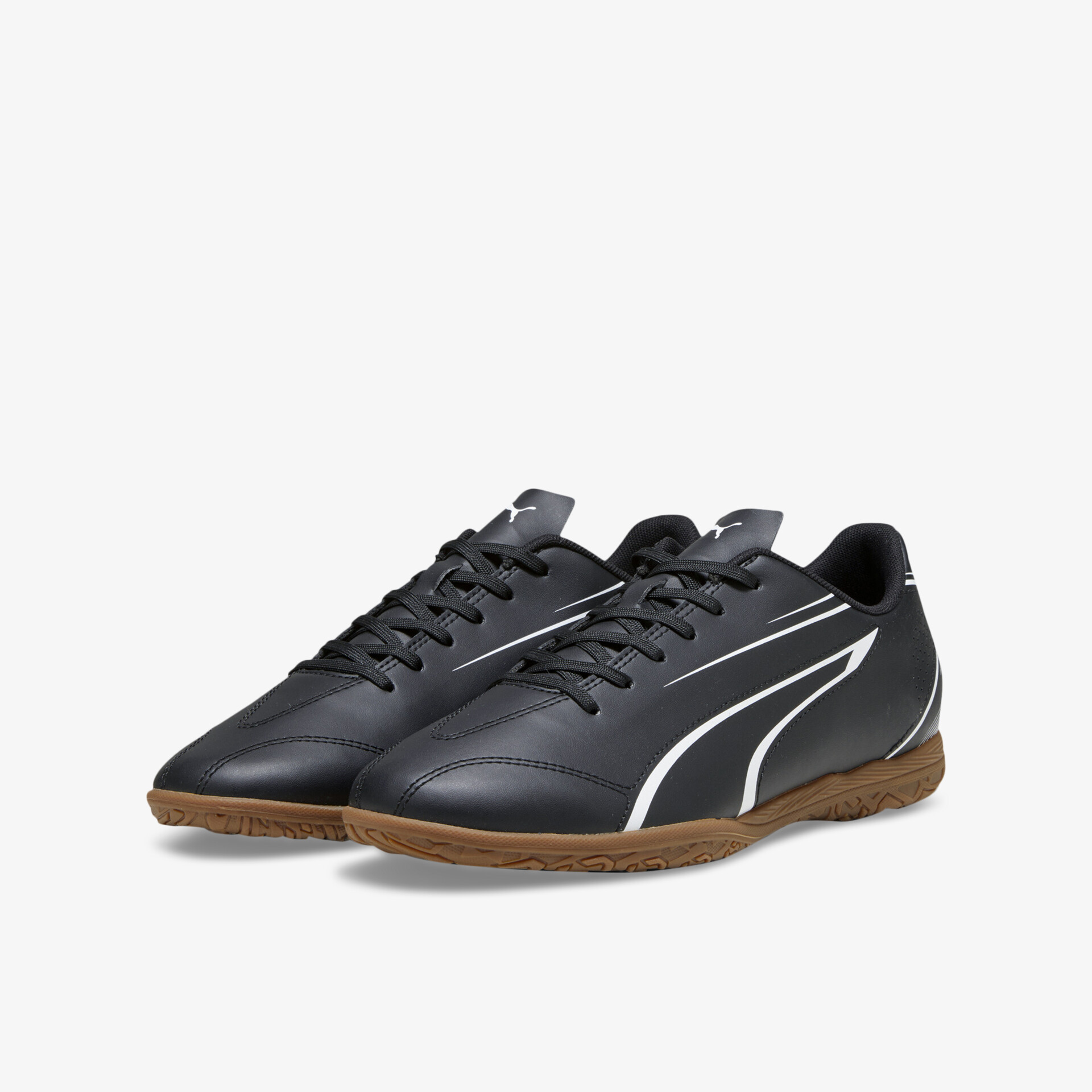 Schwarzer Sportschuh mit brauner Sohle, leichter, ergonomischer Schuh für optimalen Halt und Komfort