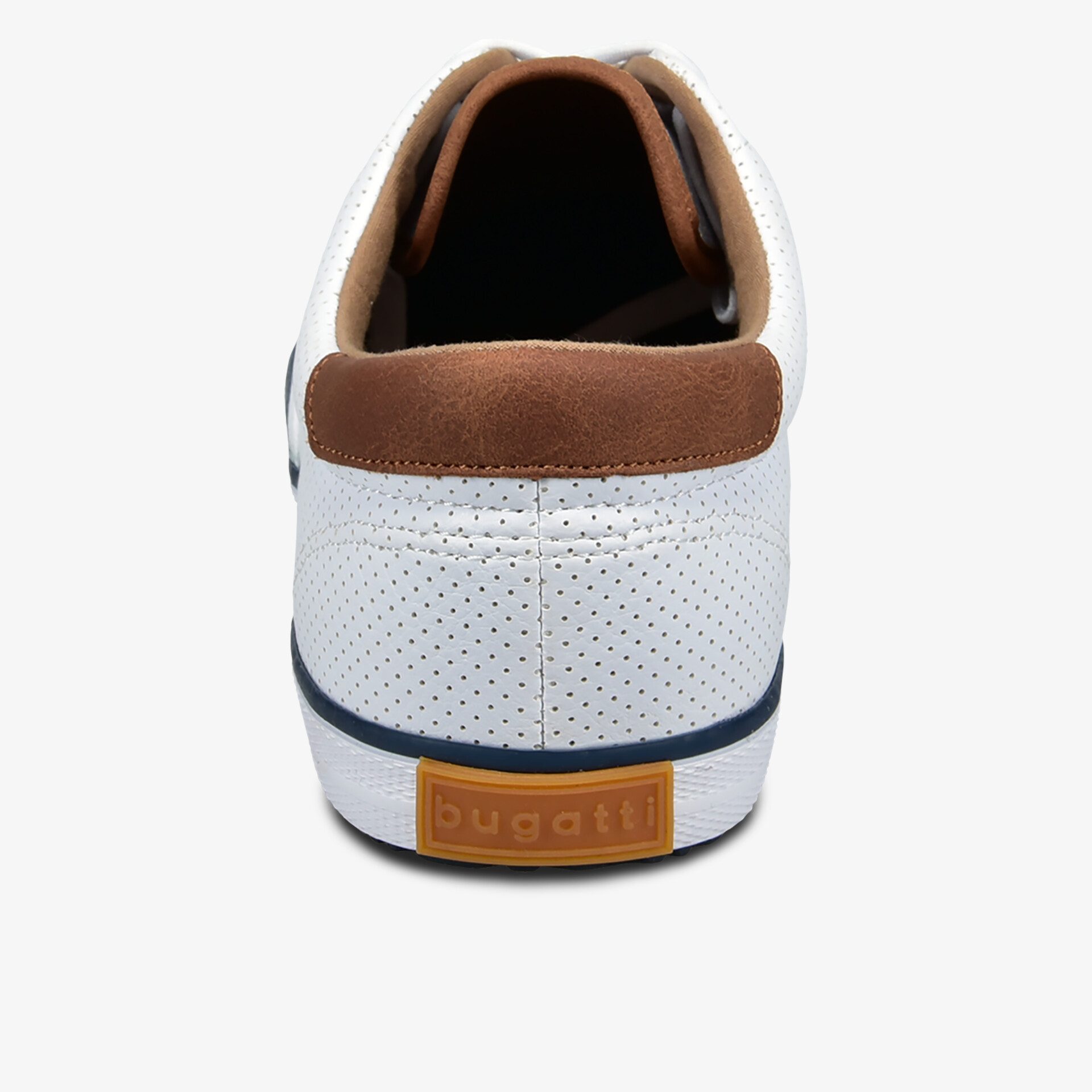 Eleganter Schuh mit perforierter Oberfläche und braunem Akzent für optimalen Komfort.