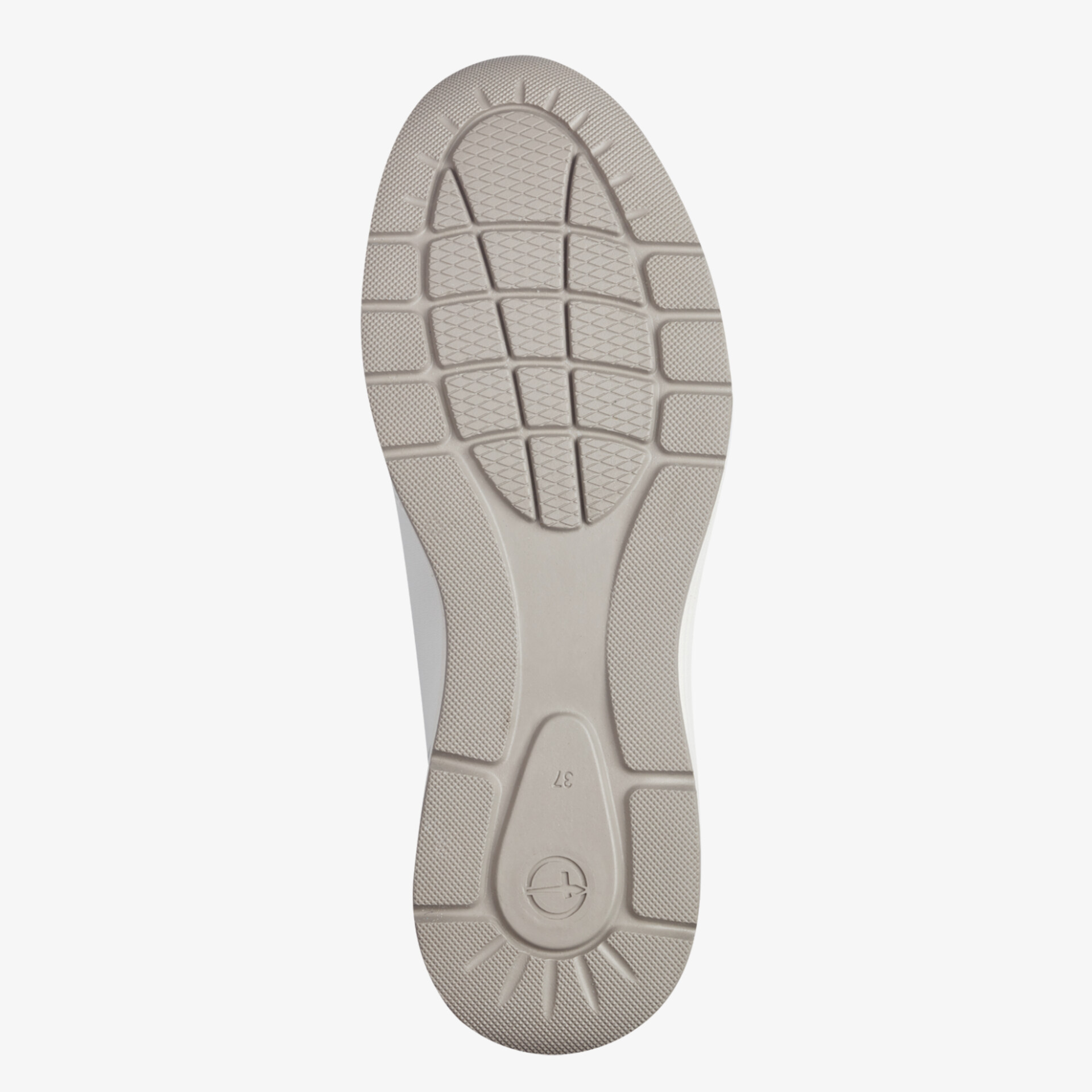 Rutschfeste, flexible und strapazierfähige graue Schuhsohle mit modernem Profil und robustem Design