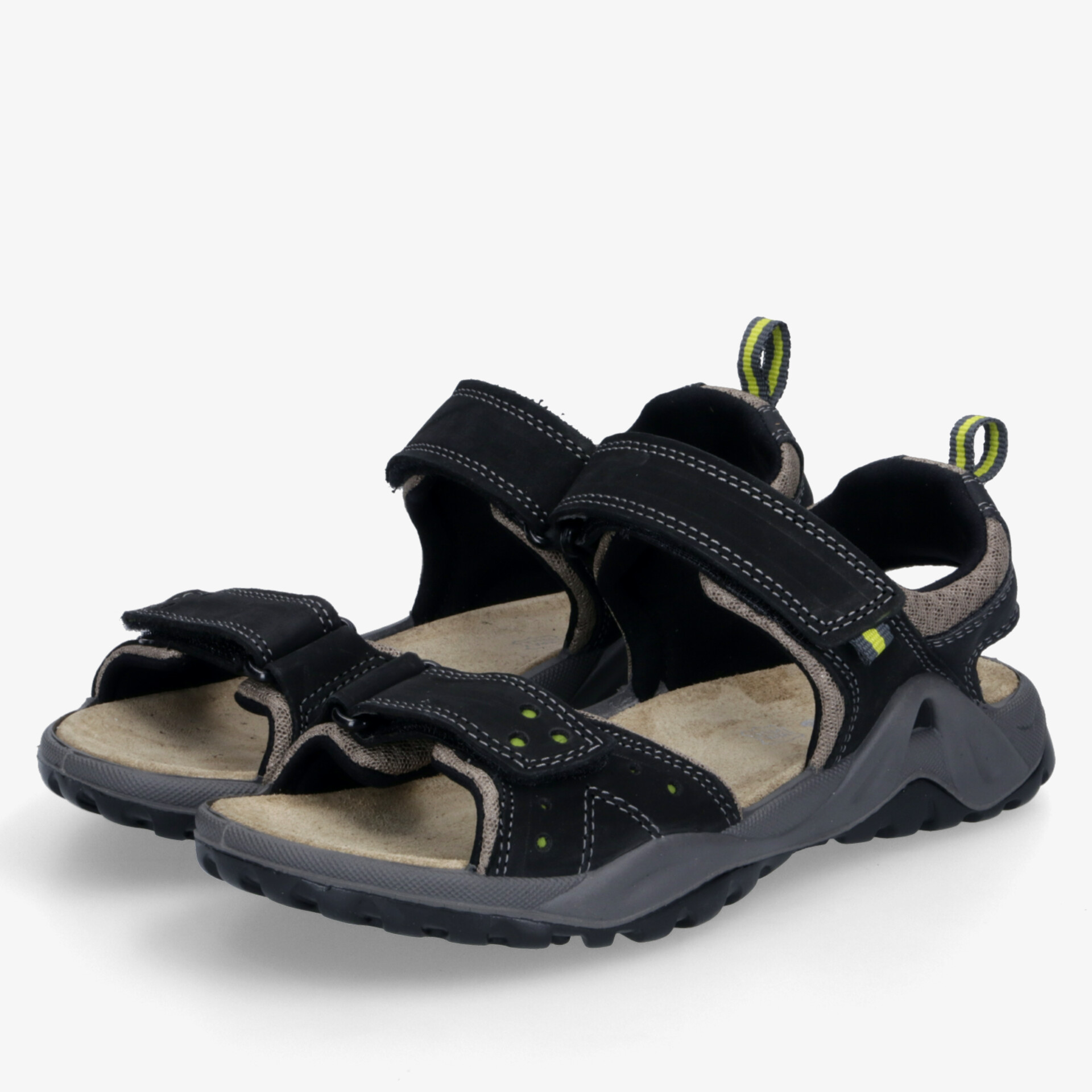 Sportliche schwarze Sandalen, verstellbar, gepolstert und rutschfeste Sohle, bequem und langlebig