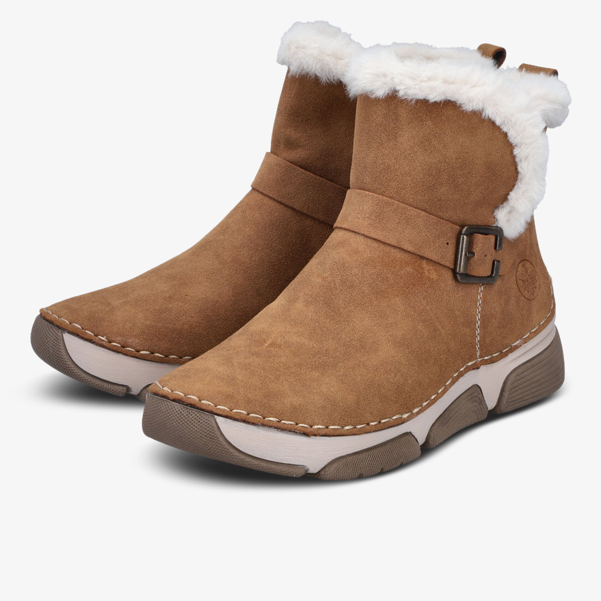 Warme braune Stiefeletten mit weichem Fellfutter und verstellbarem Riemen für Komfort und sicheren Halt