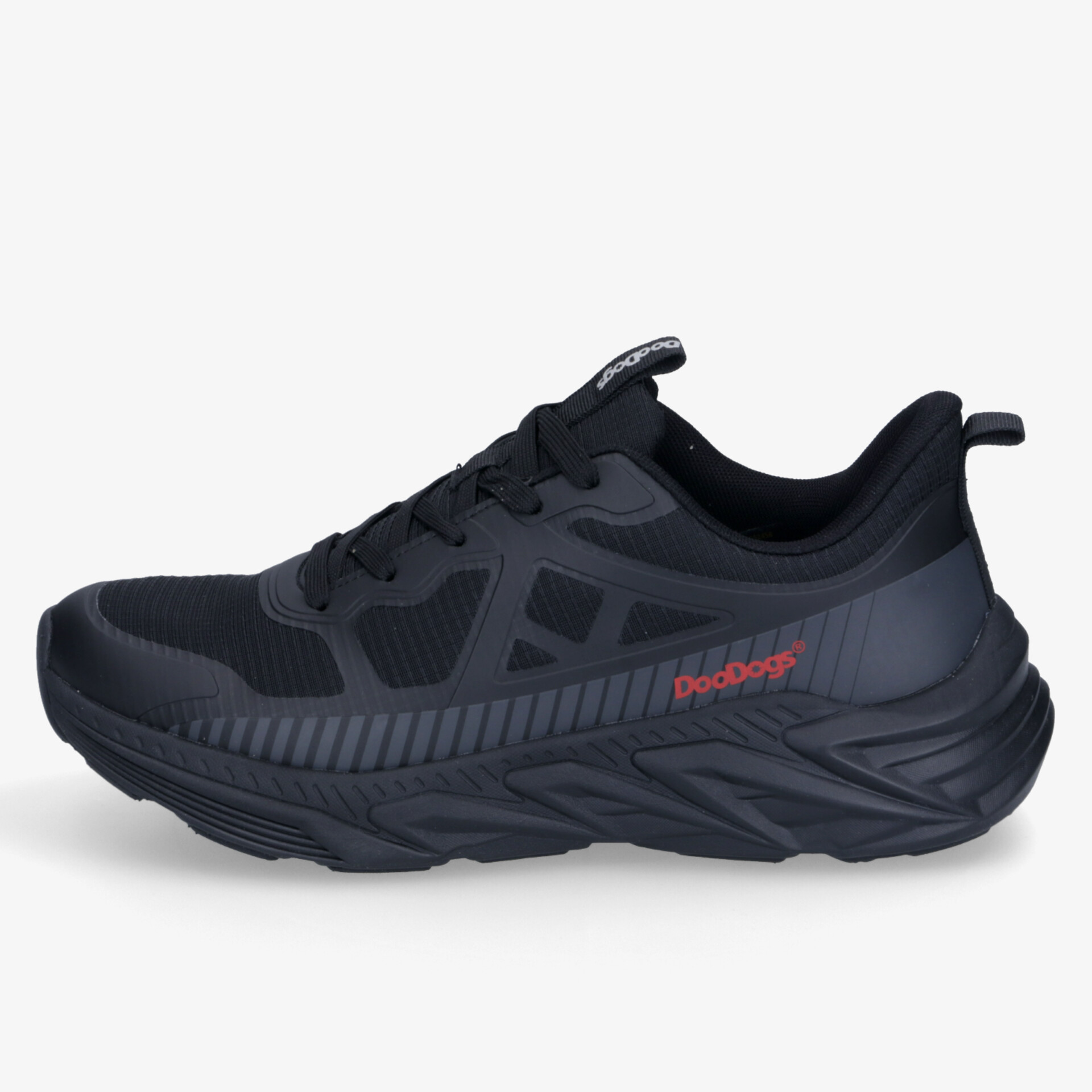 Schwarzer leichter Sportschuh mit atmungsaktivem Material und rutschfester Sohle, bequeme Passform für sportliche Aktivitäten