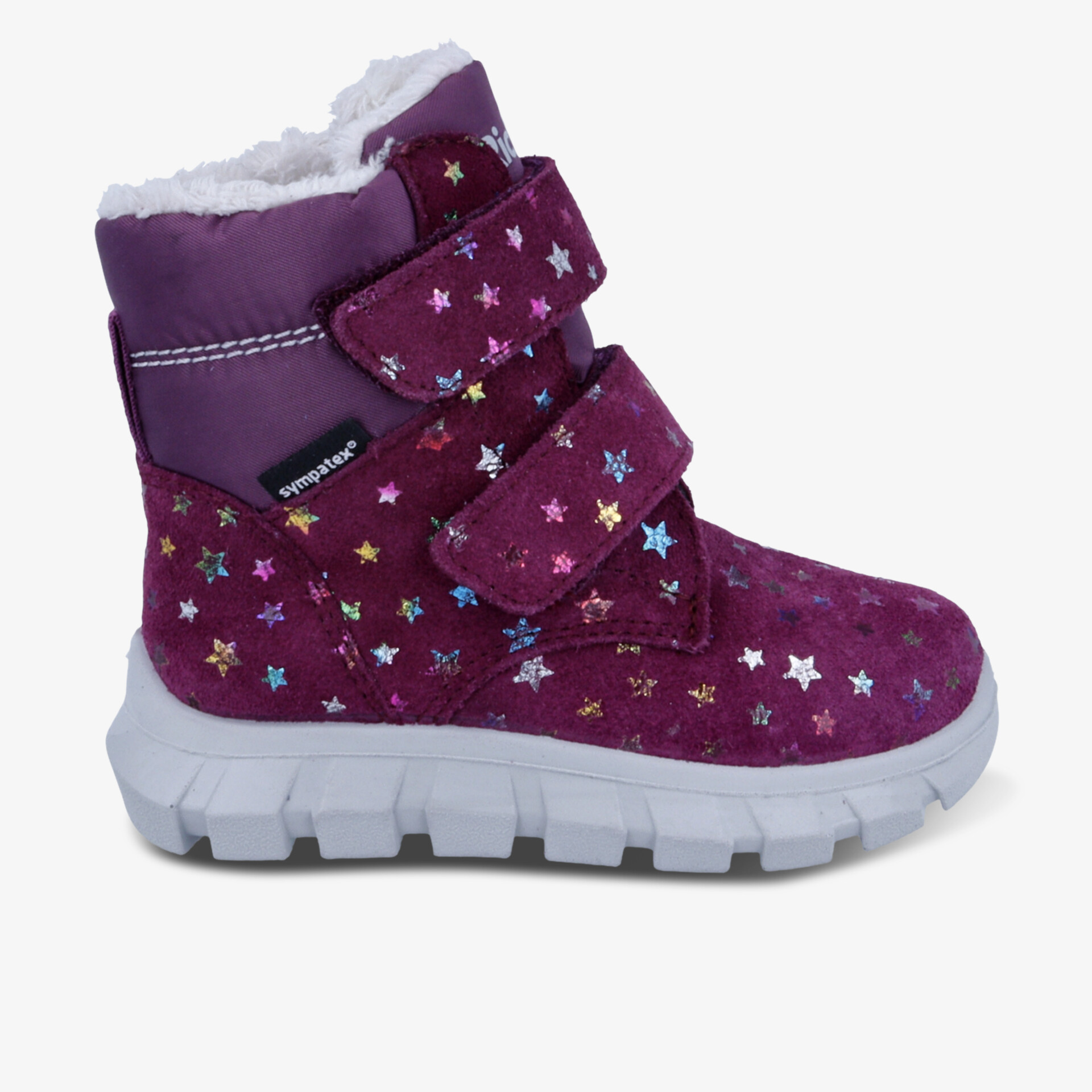 Warmer bordeauxroter Stiefel mit weichem Innenfutter und praktischem Riemenverschluss für komfortablen Halt