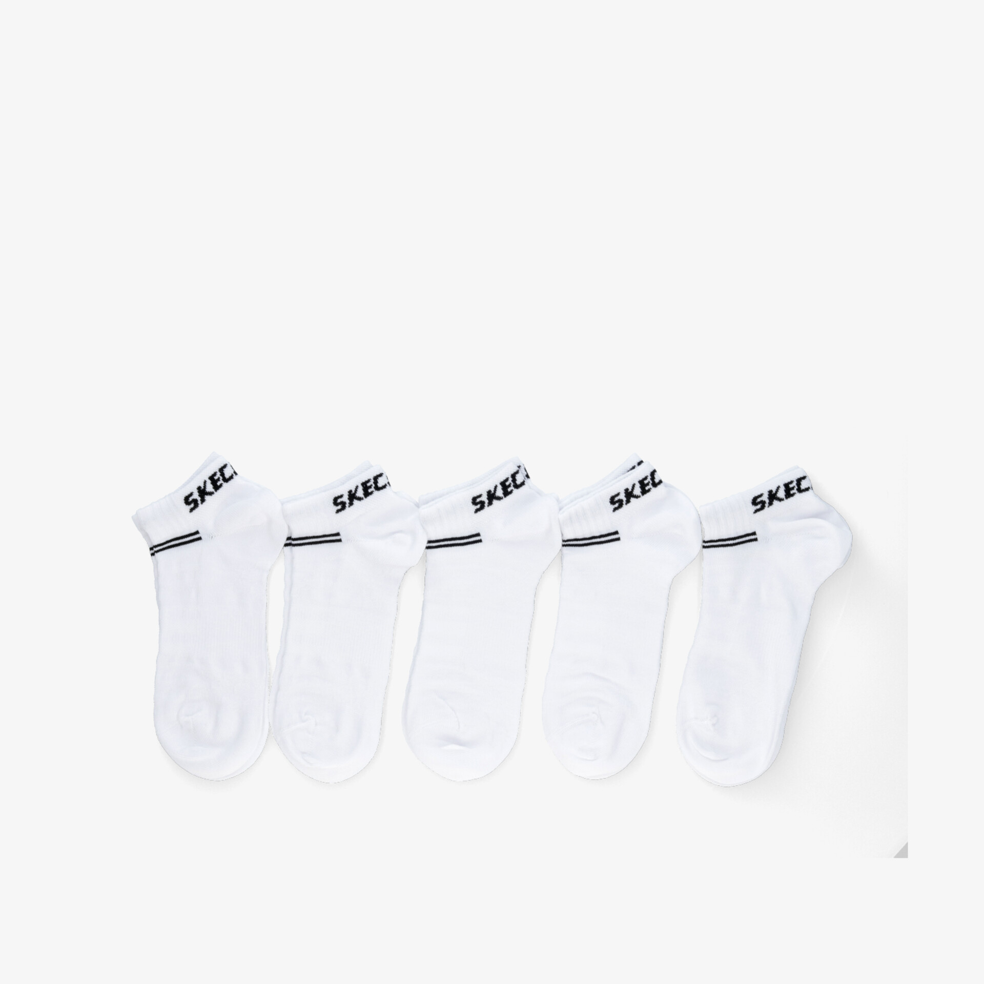 Set aus fünf weißen Socken aus Baumwolle, bequem, elastisch und atmungsaktiv für sportliche und Alltag