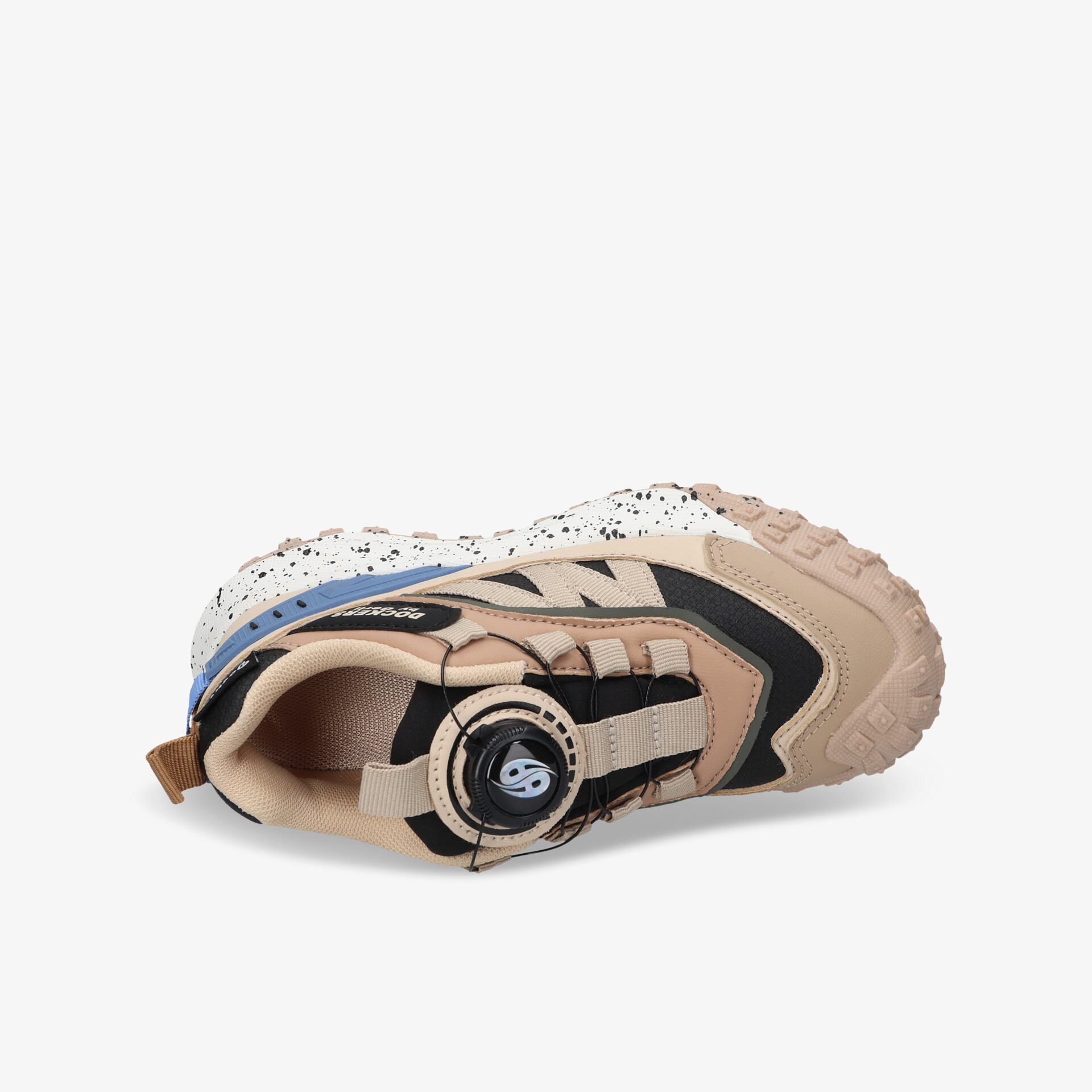 Moderner Sportschuh mit komfortabler Passform und robuster Sohle in bunter Farbkombination, Draufsicht